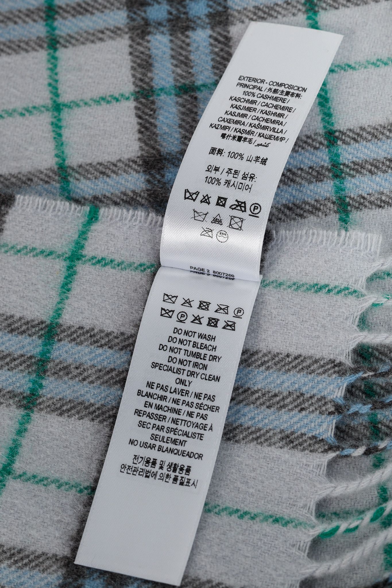 Burberry Burberry Light Blue Plaid Cashmere Scarf Size ONE SIZE - 6 Thumbnail