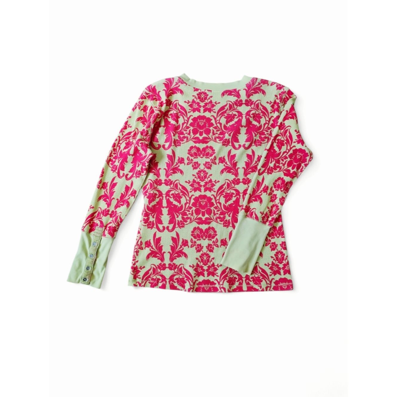 Other Sundance Ribbed Floral Boho Long Sleeve Top in Pink & Mint Size M / US 6-8 / IT 42-44 - 3 Thumbnail