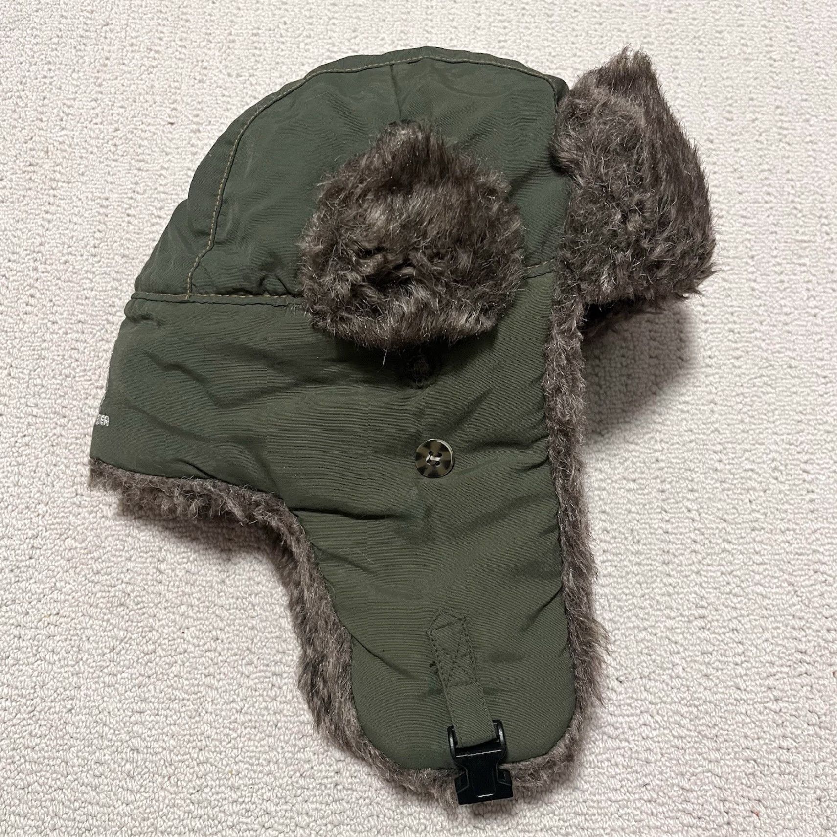 Olive Mad Bomber Hat Cap Trapper Fitted Adult Small Olive Green Faux Fur Ear Flaps Size ONE SIZE - 2 Thumbnail