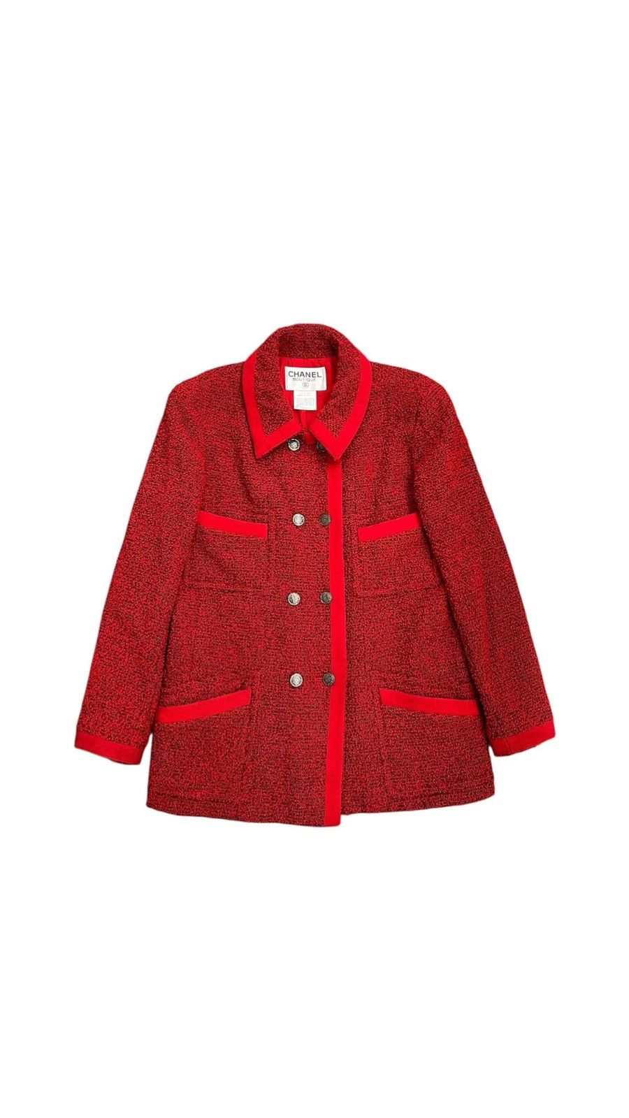 Chanel Chanel 97A Red Tweed Wool Jacket Size M / US 6-8 / IT 42-44 - 1 Thumbnail