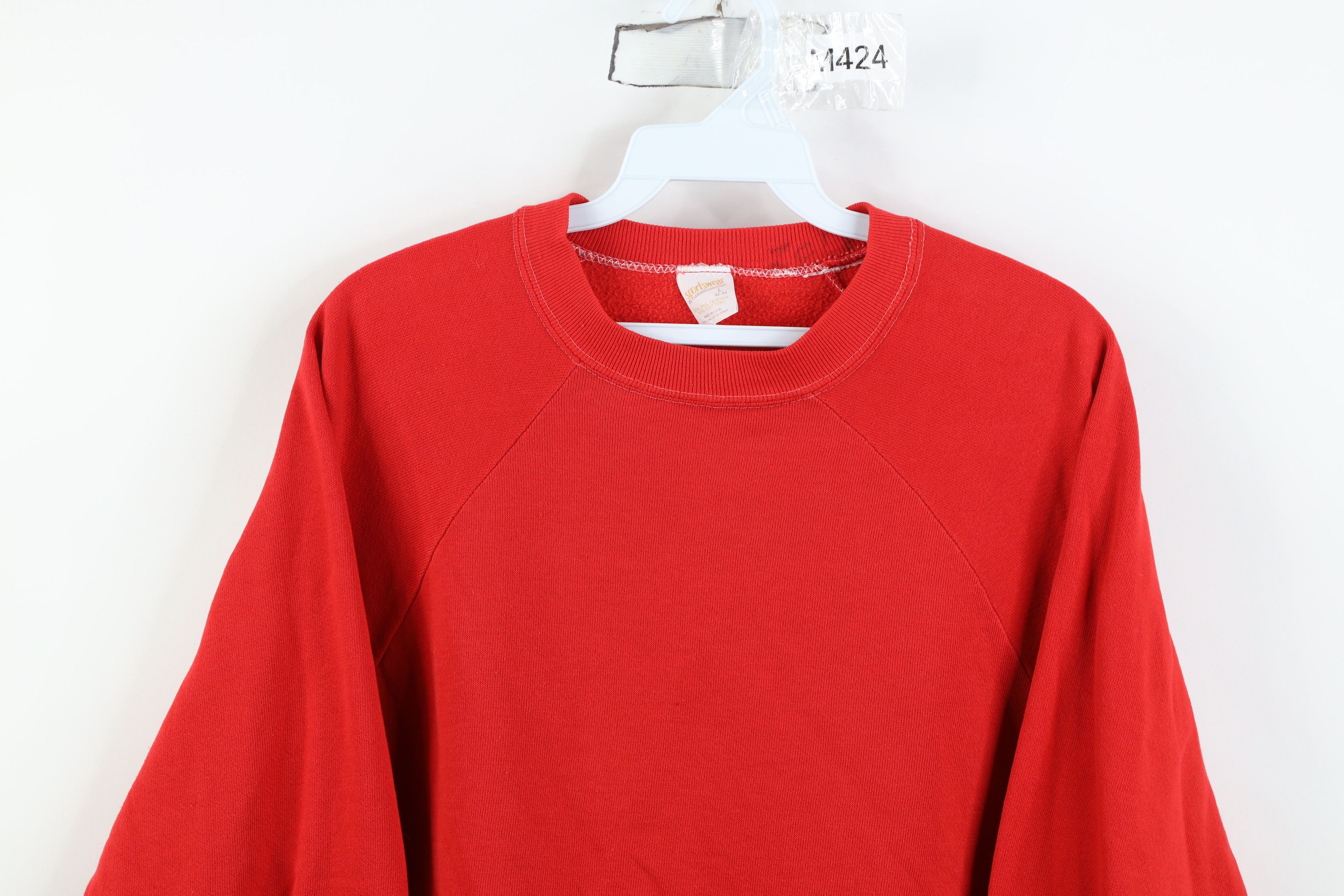 Vintage Vintage 70s Streetwear Raglan Crewneck Sweatshirt Red USA Size L / US 10 / IT 46 - 2 Thumbnail