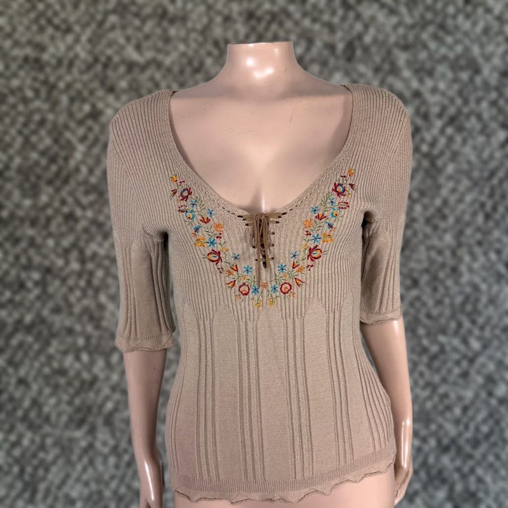 Vintage Vintage WOW Couture Shirt Large Knit Leather Lace Western Embroidered Y2K Beach Women Casual Size L / US 10 / IT 46 - 1 Thumbnail