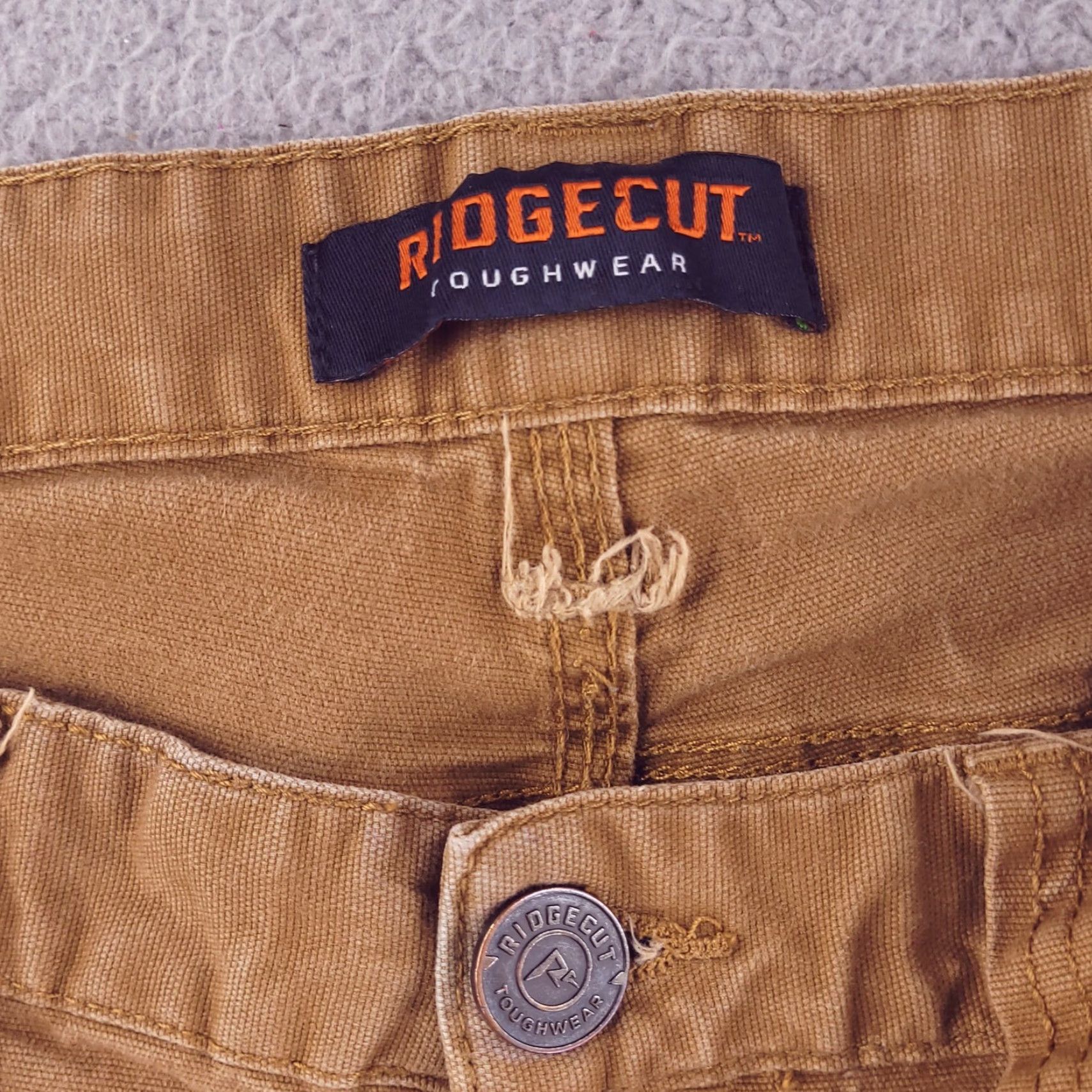 Vintage Ridgecut Toughwear Mens Pants 36x30 Brown Cotton Chino Straight Regular Distressed Workwear Size US 36 / EU 52 - 4 Thumbnail