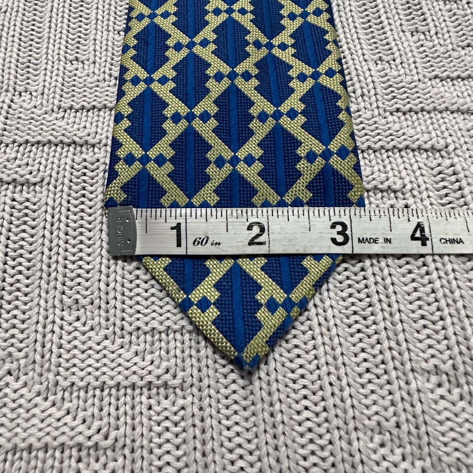 Vintage Vintage Bronzini blue and gold geometric men's tie Size ONE SIZE - 5 Thumbnail