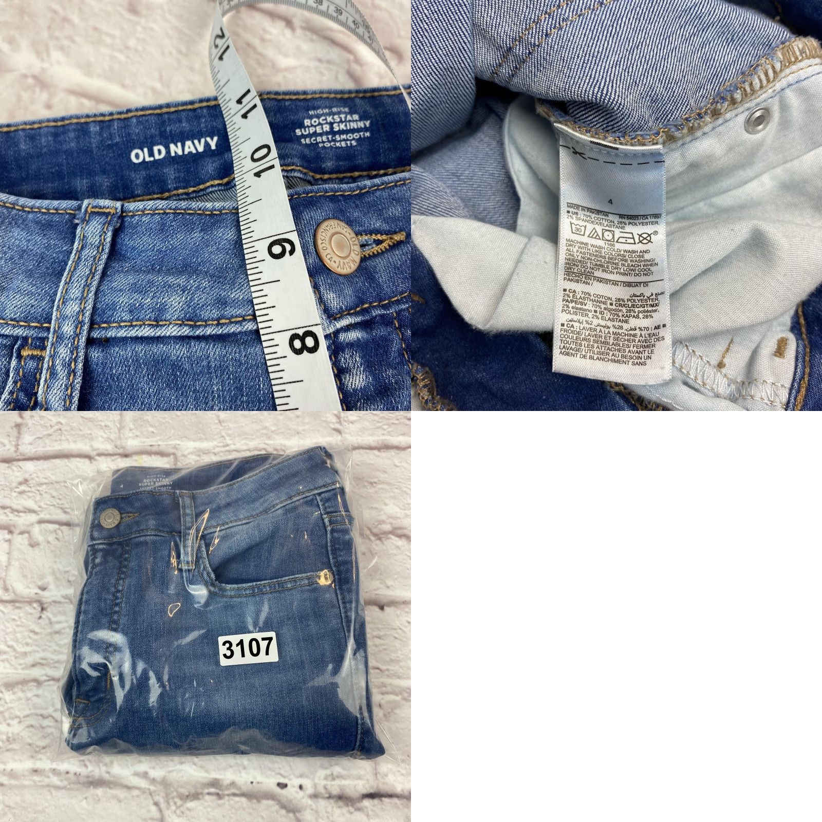 Old Navy Old Navy Jeans 4 Womens Blue High Rise Rockstar Super Skinny Stretch Denim Size 27" / US 4 / IT 40 - 9 Thumbnail