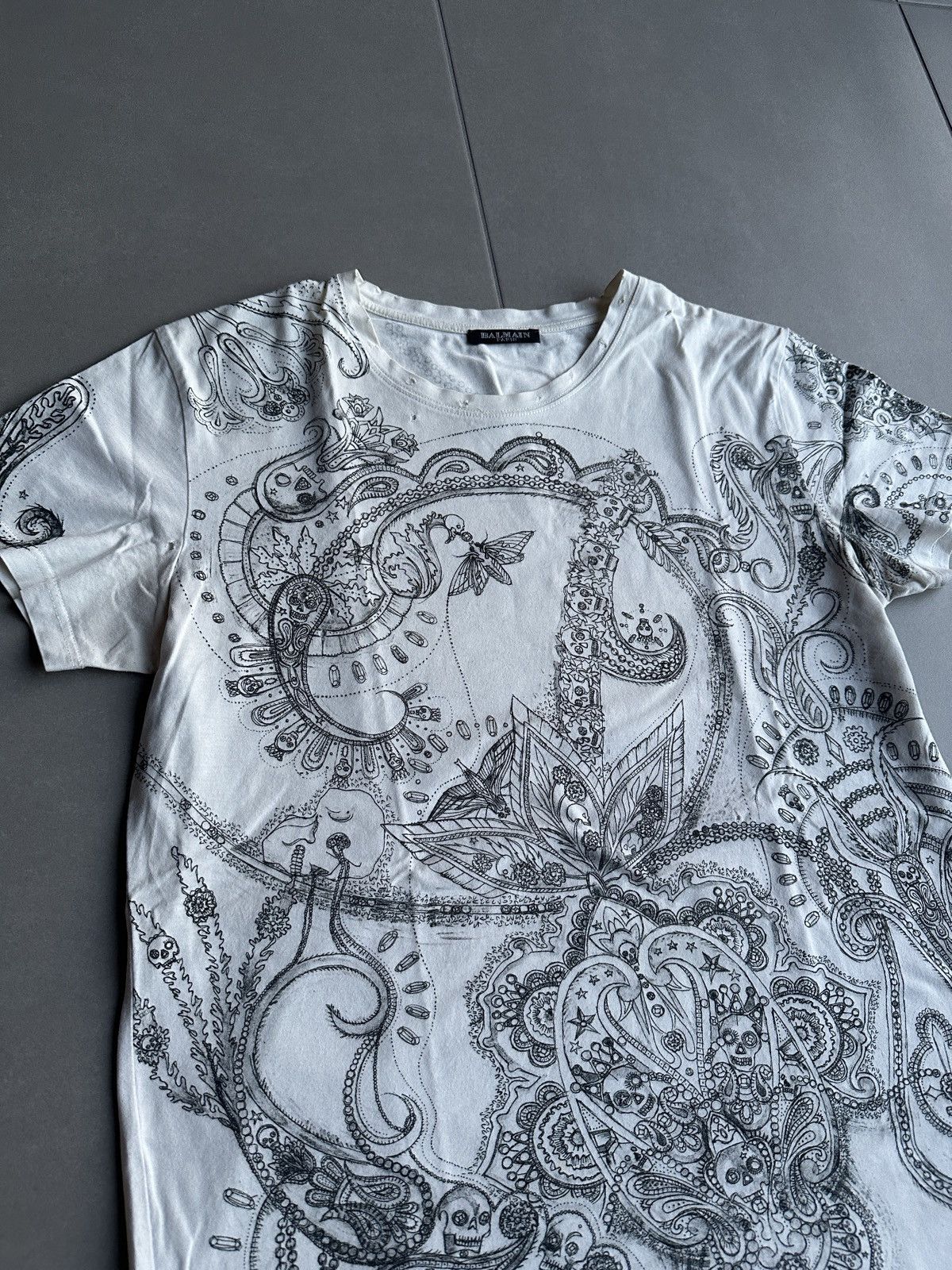 Balmain Balmain Homme AW09 distressed paisley print t-shirt Size US L / EU 52-54 / 3 - 4 Thumbnail