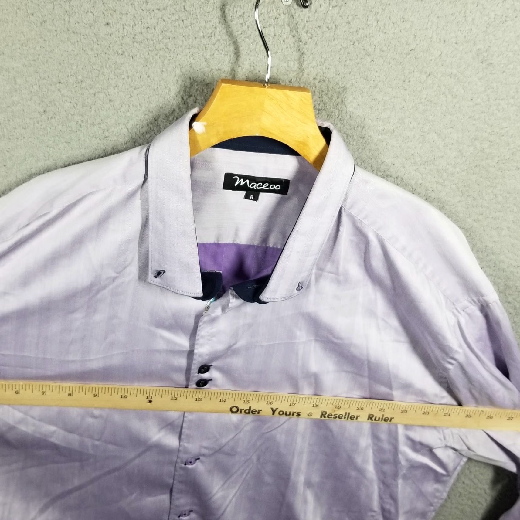 Maceoo VINTAGE Maceoo Fibonacci Purple Shimmer Long Sleeve Button-Down Shirt 2XL Casual Party Mens Size 48R - 5 Thumbnail