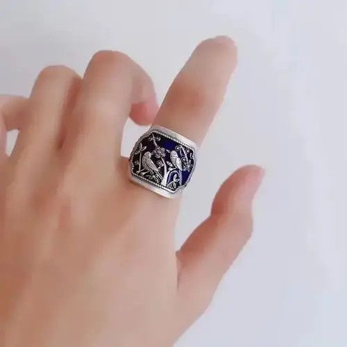 VIBE Vintage Birds Engraving Adjustable Ring Size ONE SIZE - 4 Thumbnail