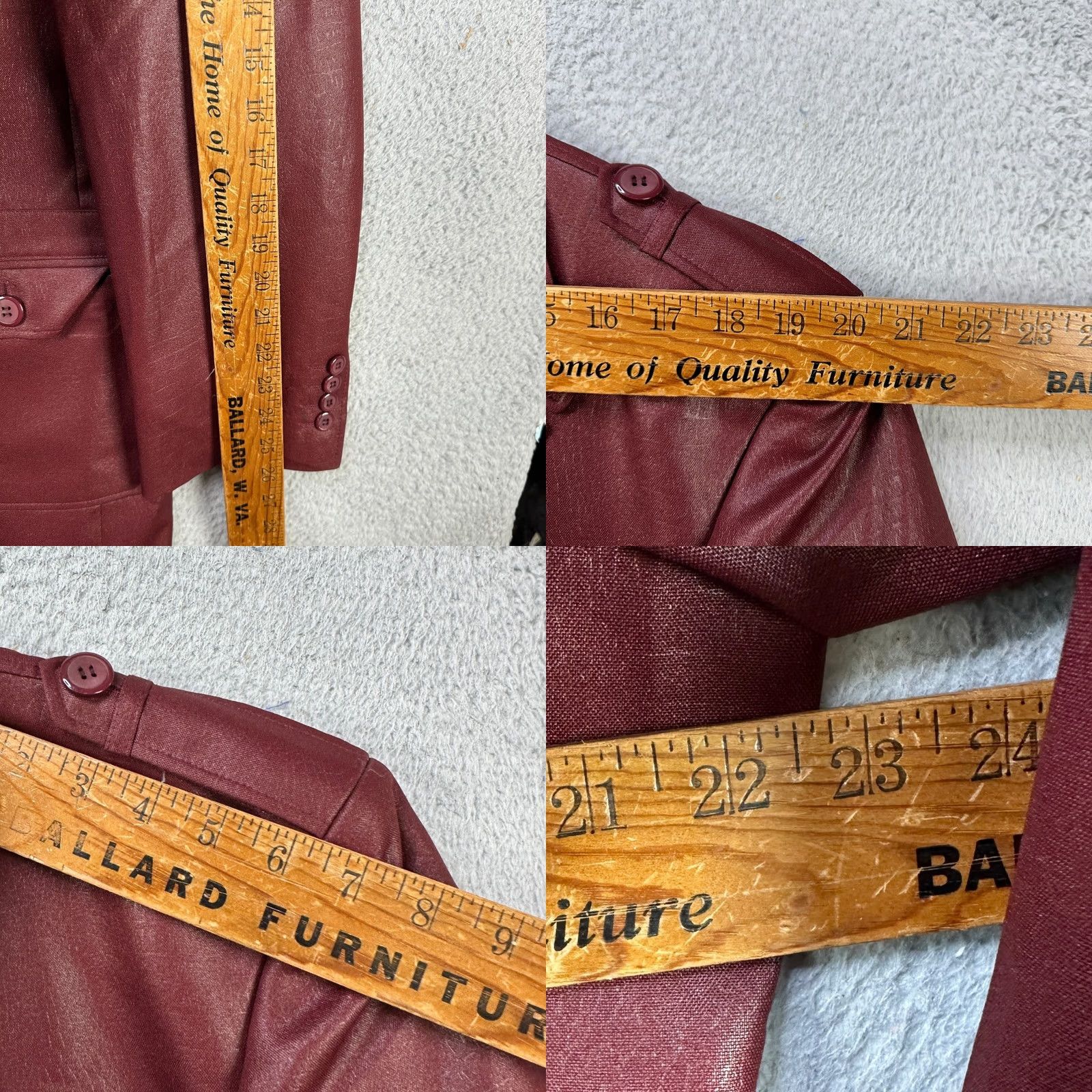 Vintage Pallini Sport Coat Blazer Mens 40L Red Notch Lapel Three-Button Long Sleeve Casual Business Coat Size 40R - 8 Thumbnail