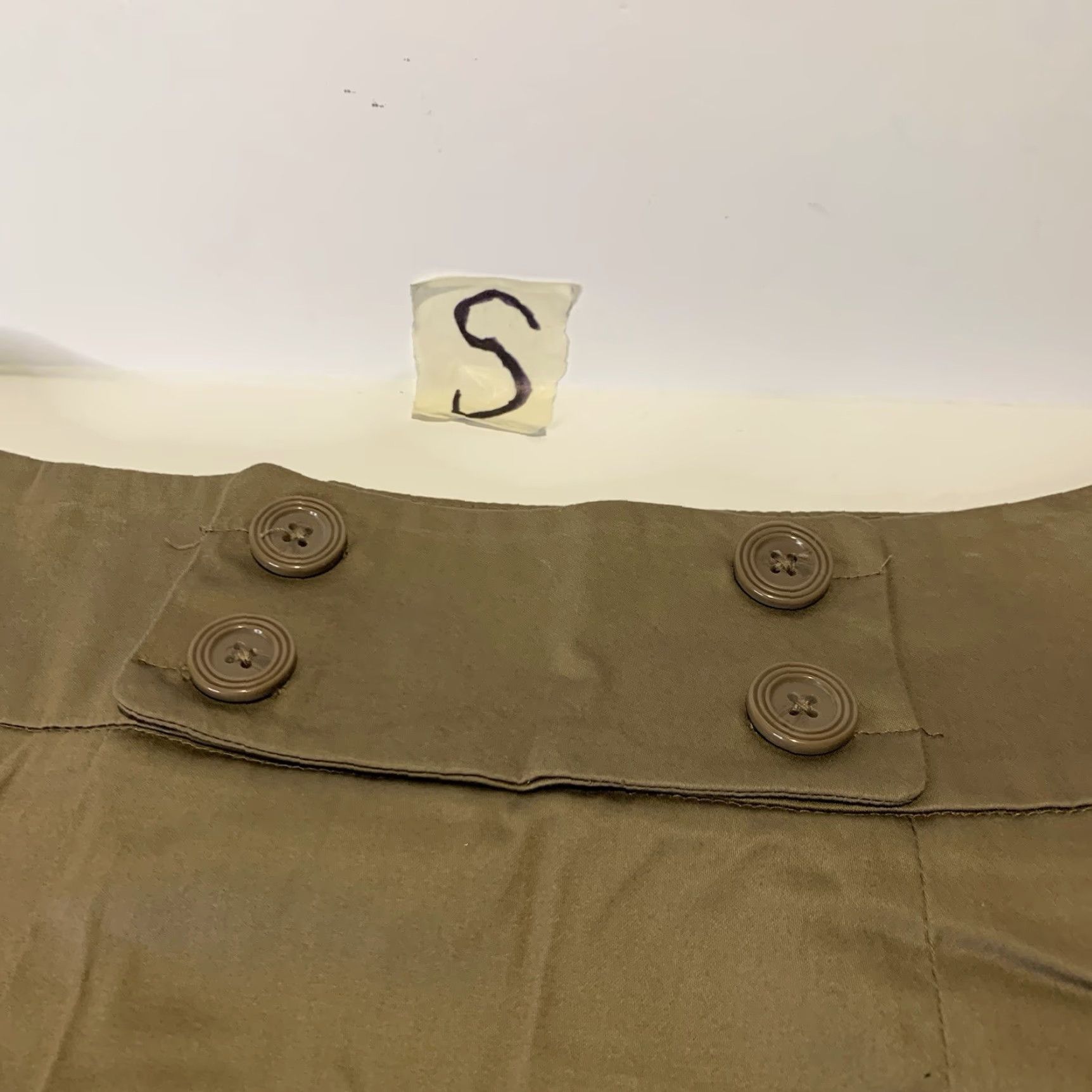 Vintage Women's Cotton Spandex A-Line Short Skirt Size 2 Tan Brown Button Front Casual Travel Size 26" / US 2 / IT 38 - 4 Thumbnail