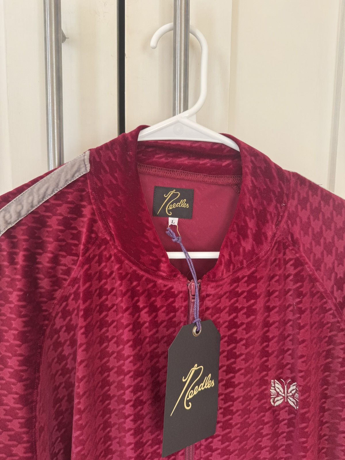 Needles Needles Velour Bomber Track Jacket Maroon Size US L / EU 52-54 / 3 - 3 Thumbnail