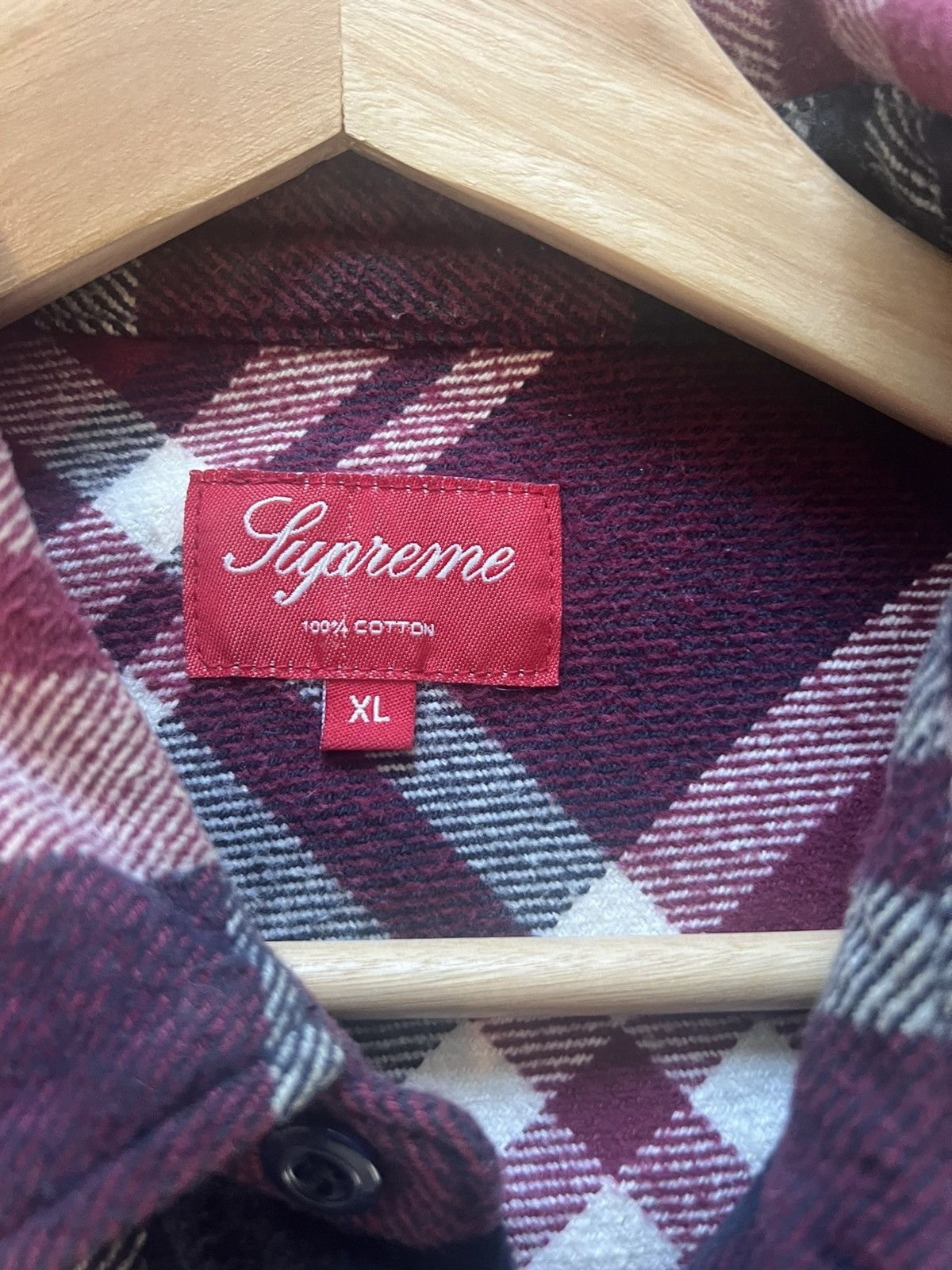 Supreme Supreme Heavyweight Quilted Flannel Shirt Navy/Burgundy Size US XL / EU 56 / 4 - 3 Thumbnail