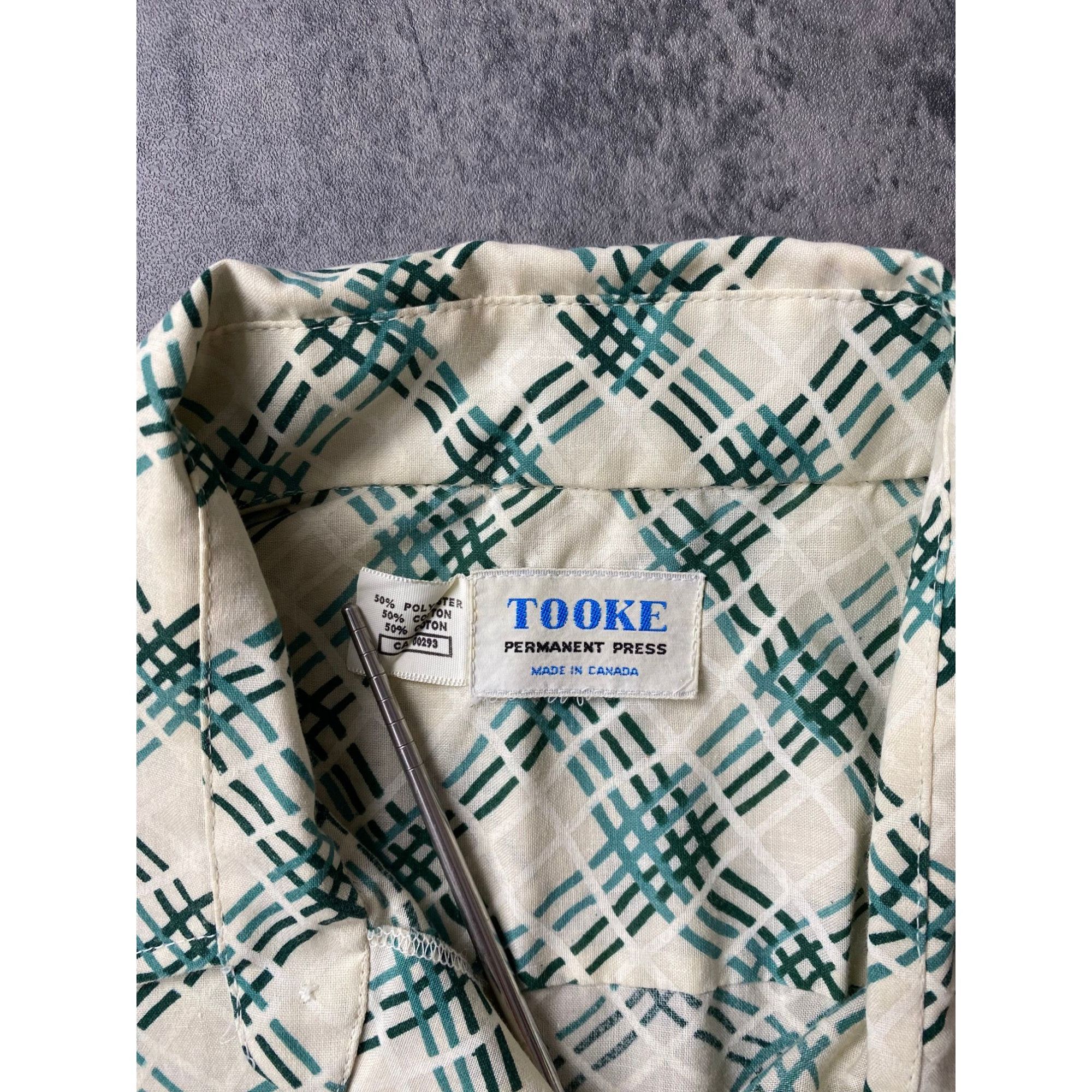 Vintage 70s 80s Vintage Tooke Shirt Button Up Pattern Size US L / EU 52-54 / 3 - 4 Thumbnail