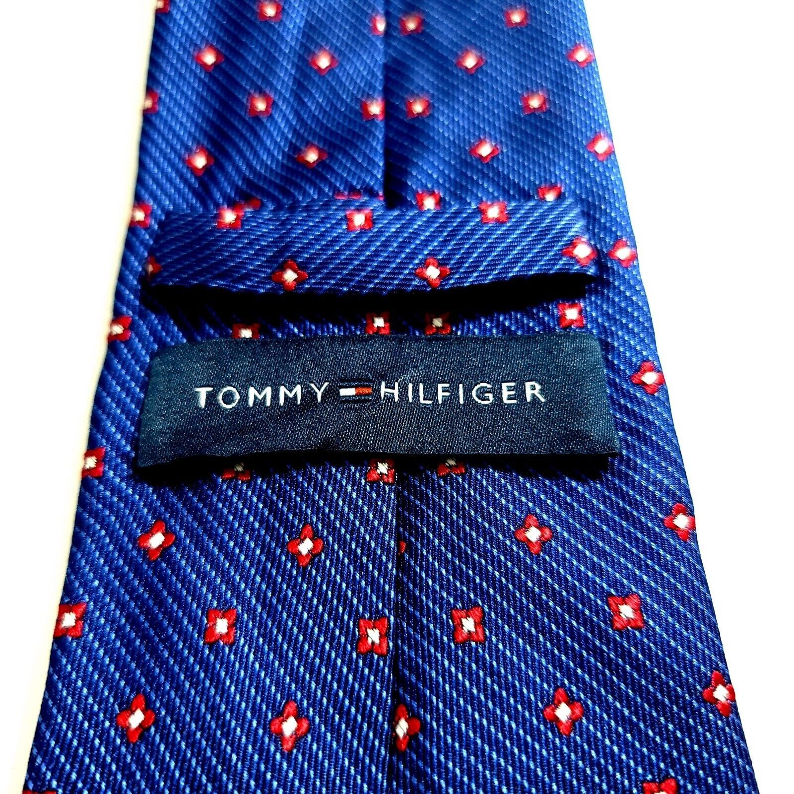 Tommy Hilfiger Tommy Hilfiger Blue Red Floral Woven Geometric Long Silk Tie Size ONE SIZE - 3 Thumbnail