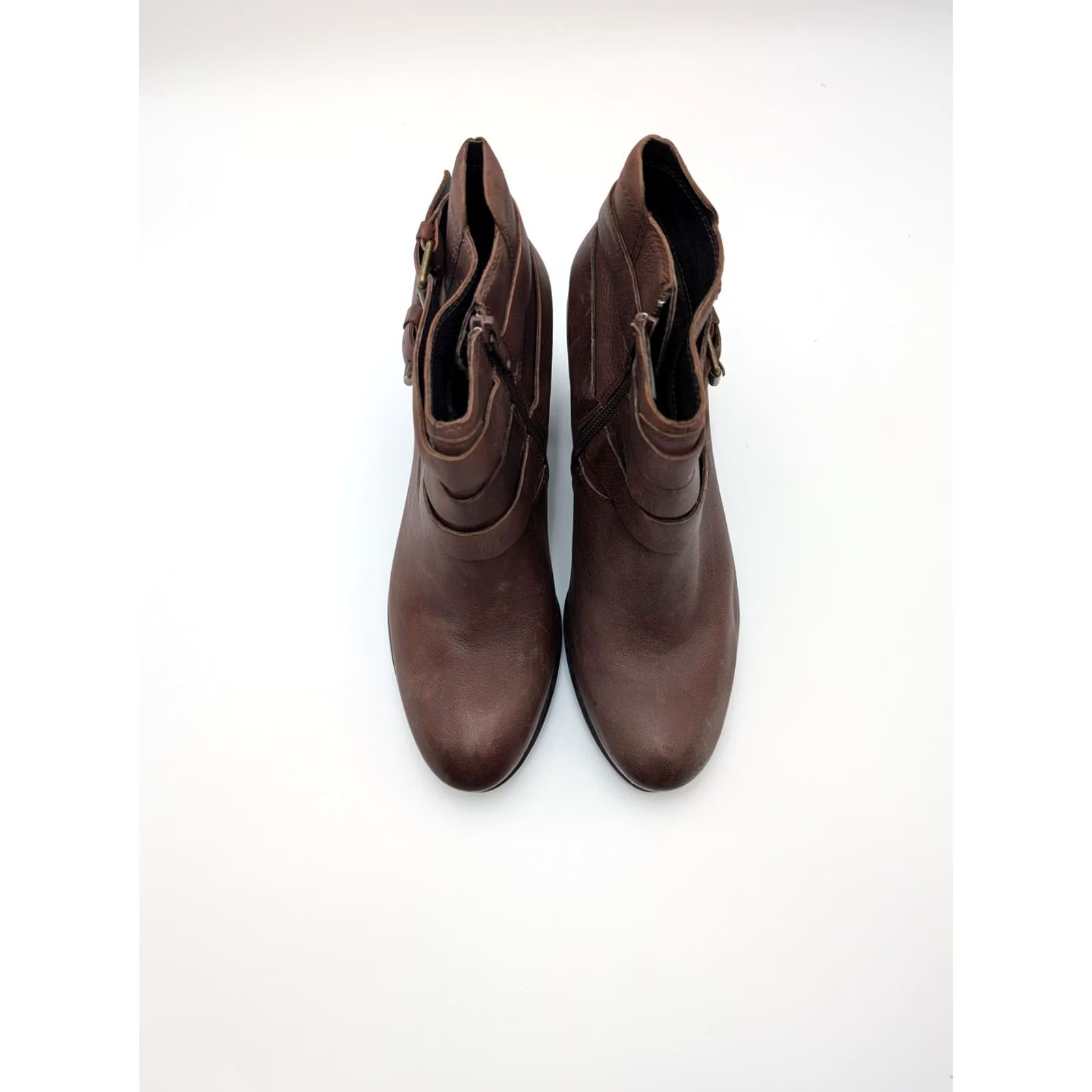 Vintage Josef Seibel Boots Womens 6.5 Brown Leather Strappy Ankle Bootie Block Heel Shoe Size US 7 / IT 37 - 5 Thumbnail