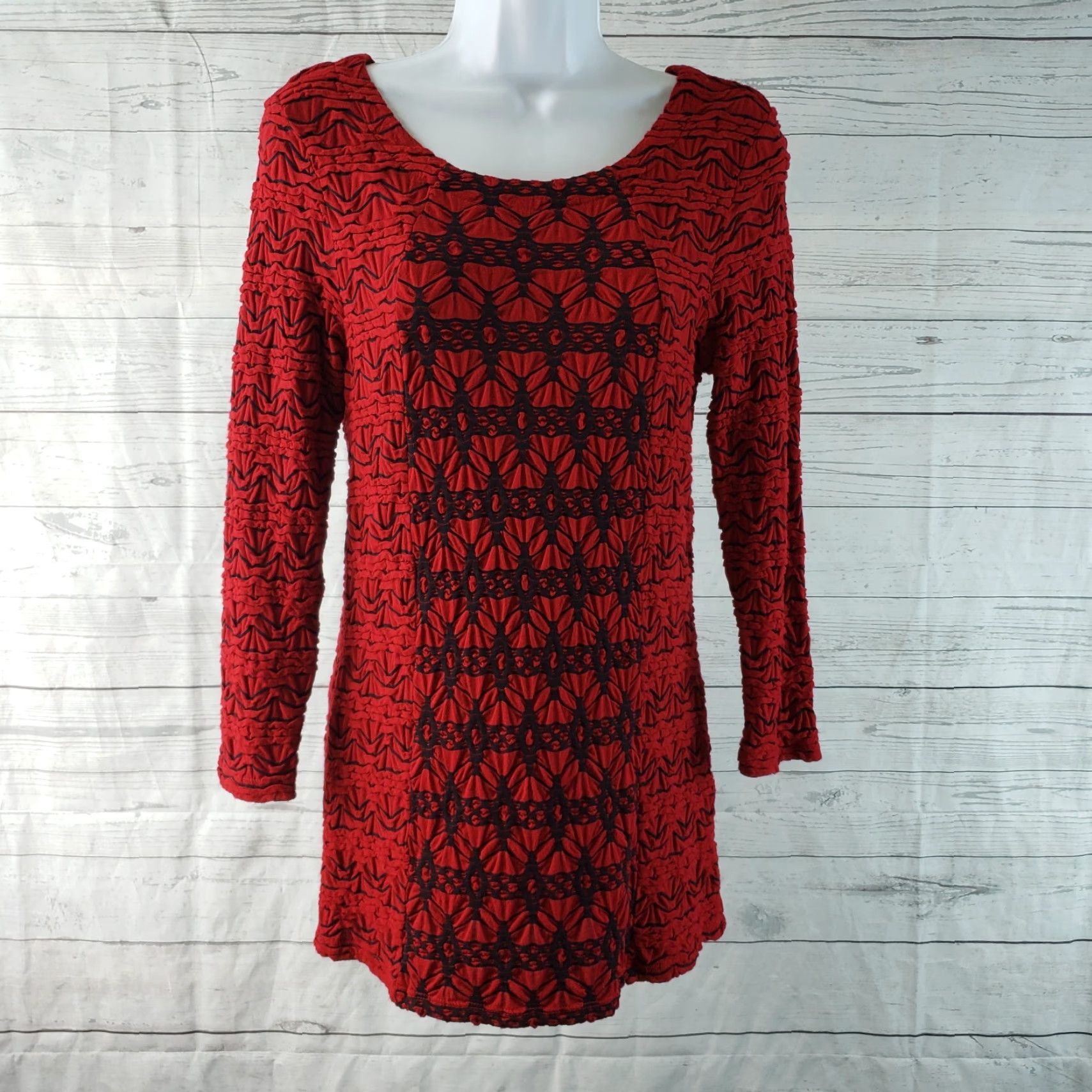 Vintage Tianello Womens Ballet Tee XS Red Long Sleeve Rayon Blend Blouse Shirt Size XS / US 0-2 / IT 36-38 - 2 Thumbnail