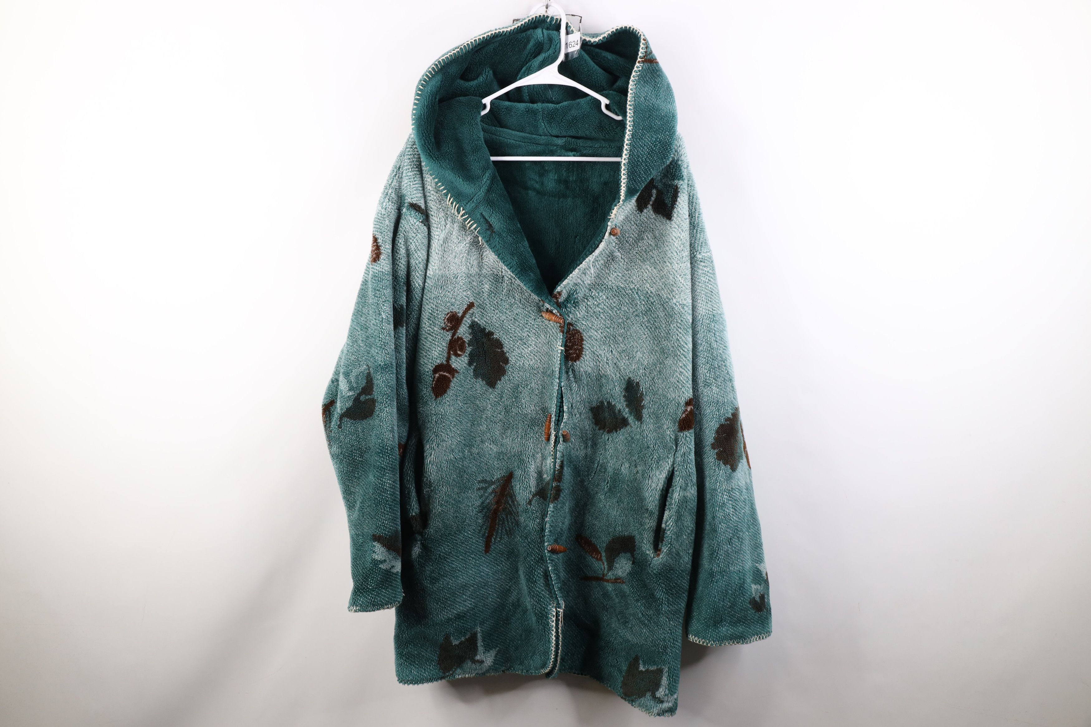 Vintage Vintage 90s Reversible Leaf Acorn All Over Print Jacket Size XL / US 12-14 / IT 48-50 - 1 Thumbnail