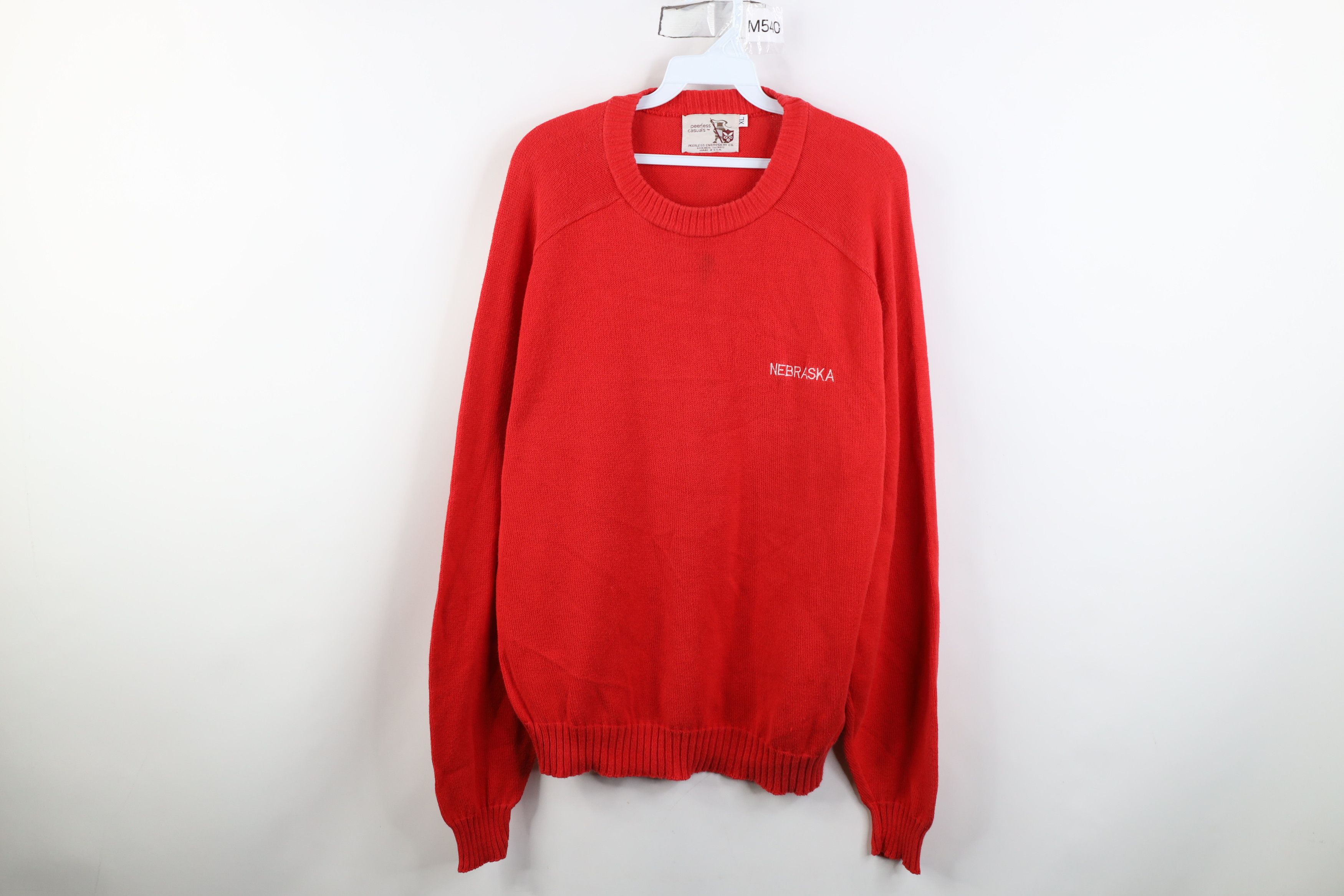 Vintage Vintage 90s University of Nebraska Knit Sweater Red USA Size US XL / EU 56 / 4 - 1 Thumbnail