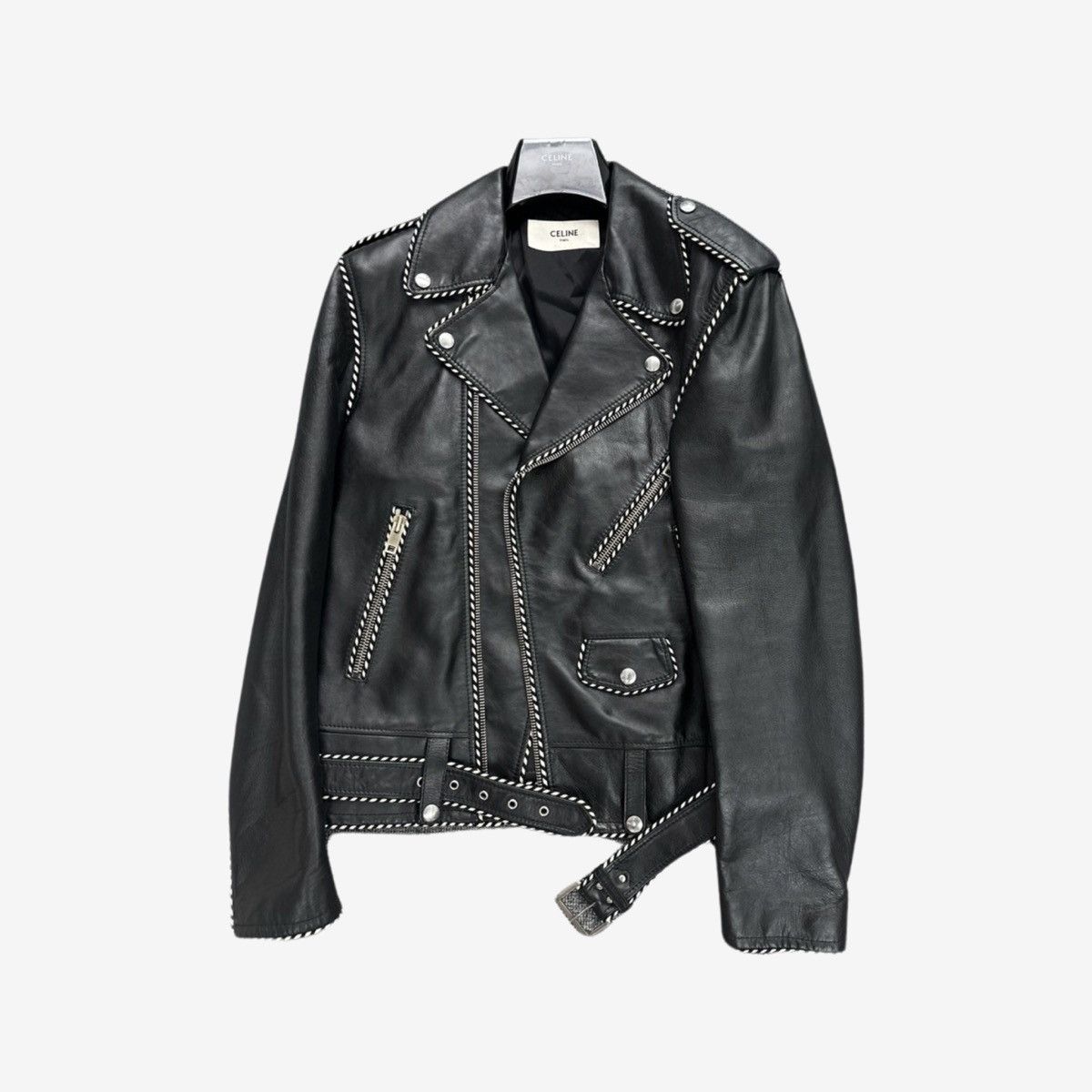 Celine *RARE* Celine AW19 Leather Jacket by Hedi Slimane Sz. 48 Size US M / EU 48-50 / 2 - 2 Thumbnail