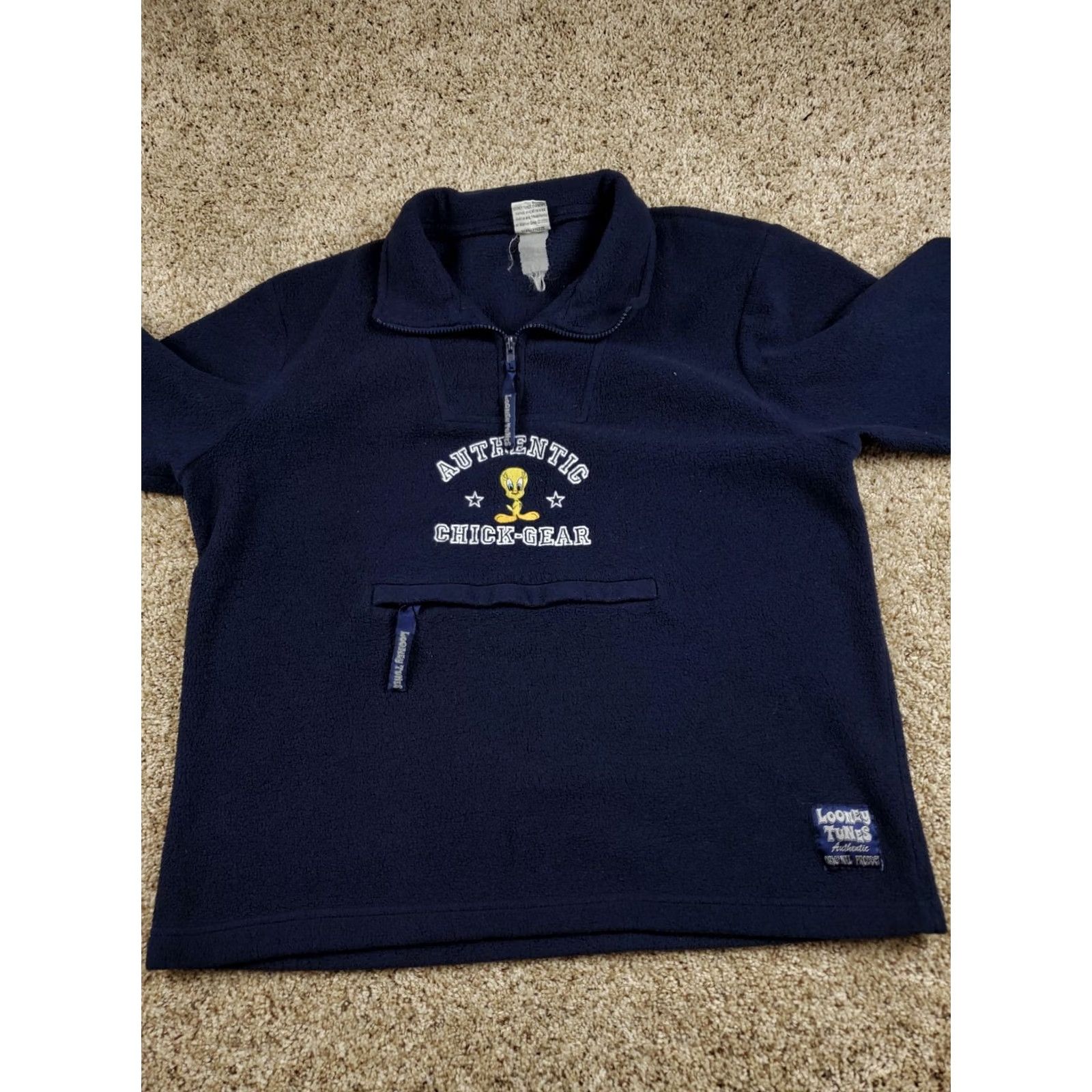 Vintage VINTAGE Looney Tunes Jacket 1/2 Zip Fleece Blue 90s M Adults Men Tweety Bird Short Stand-Up Collar Pockets Regular 1/4 Zip Size US M / EU 48-50 / 2 - 5 Thumbnail