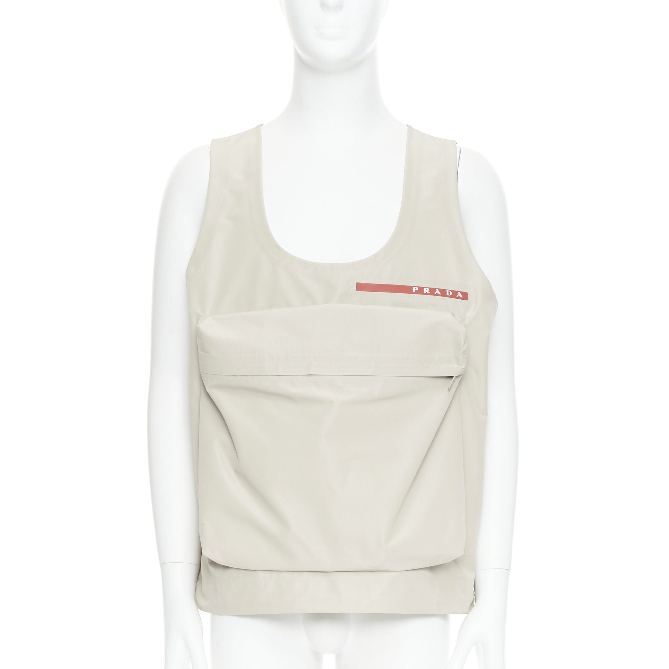 Prada PRADA Linea Rossa LR-MX019 Technical fabric beige large pocket utility vest S Size US S / EU 44-46 / 1 - 1 Thumbnail
