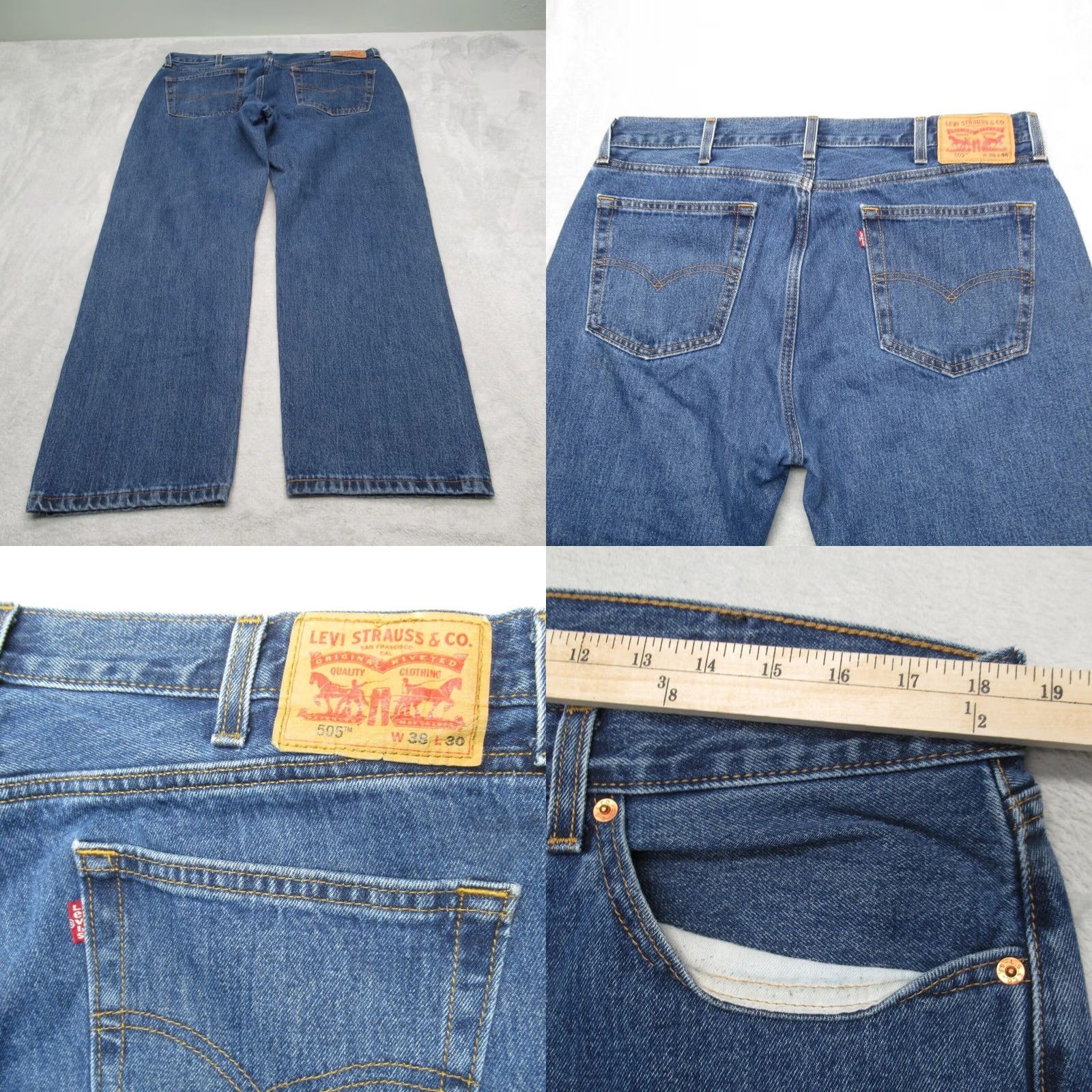Levi's Levi's 505 Jeans Mens 36x28 Blue Medium Wash Straight Leg Regular Fit Denim Pants W38 L30 Baggy Not Vintage Size US 36 / EU 52 - 8 Thumbnail