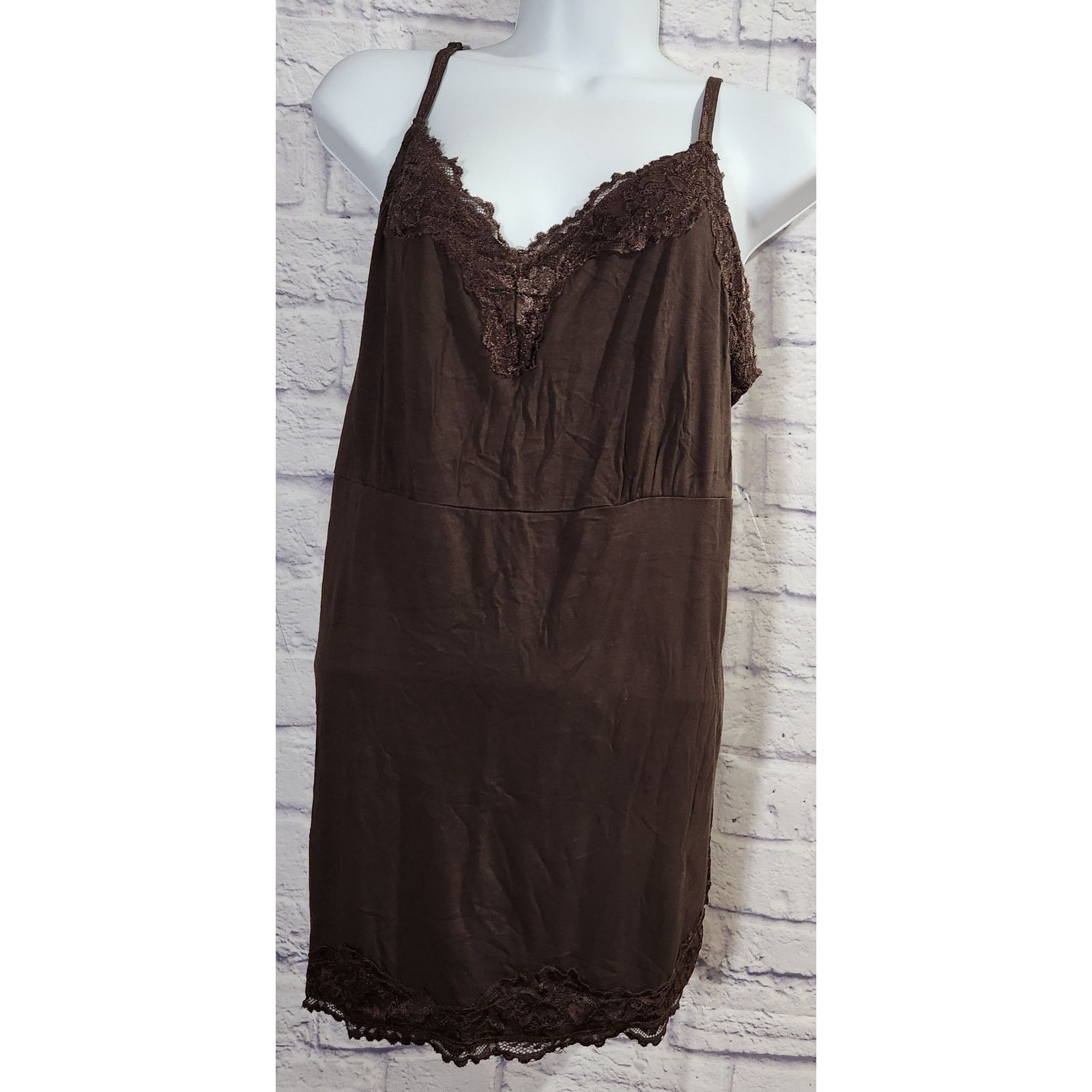 Other Lane Bryant Brown Lace Detail Spaghetti Strap Tank Top 18 20 Size XXL / US 16-18 / IT 52-54 - 1 Thumbnail