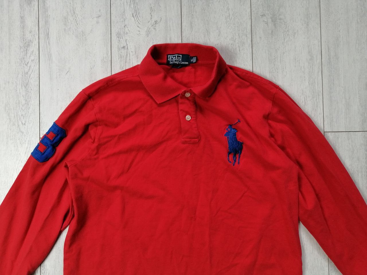 Polo Ralph Lauren × Vintage Polo Ralph Lauren Red #3 Big Pony Long Sleeve Polo Shirt Size US XL / EU 56 / 4 - 2 Thumbnail