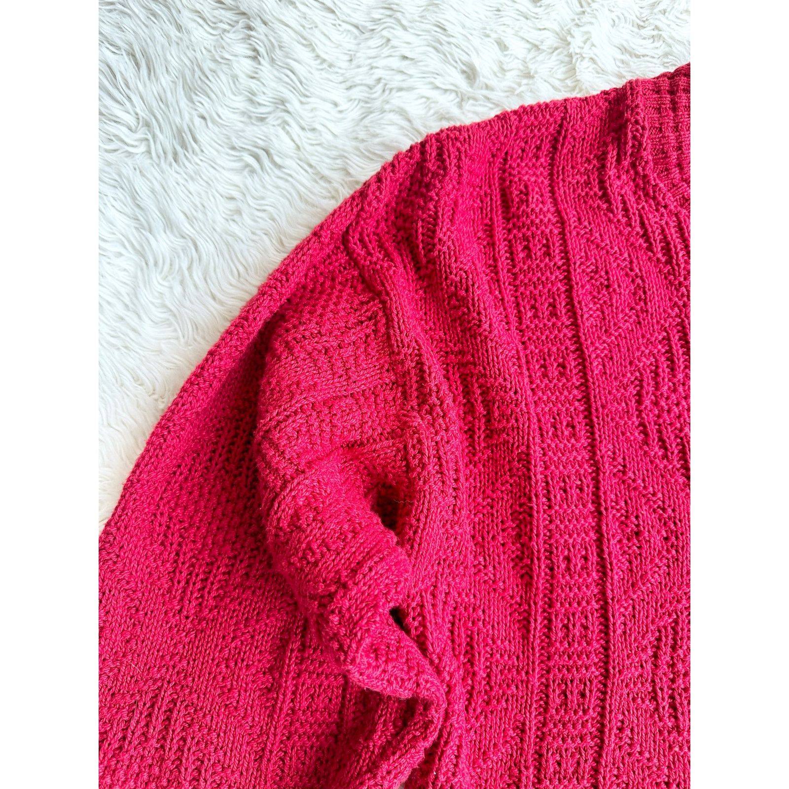 Vintage 80’s Red Cotton Cable Knit Sweater size Medium Size US M / EU 48-50 / 2 - 9 Thumbnail