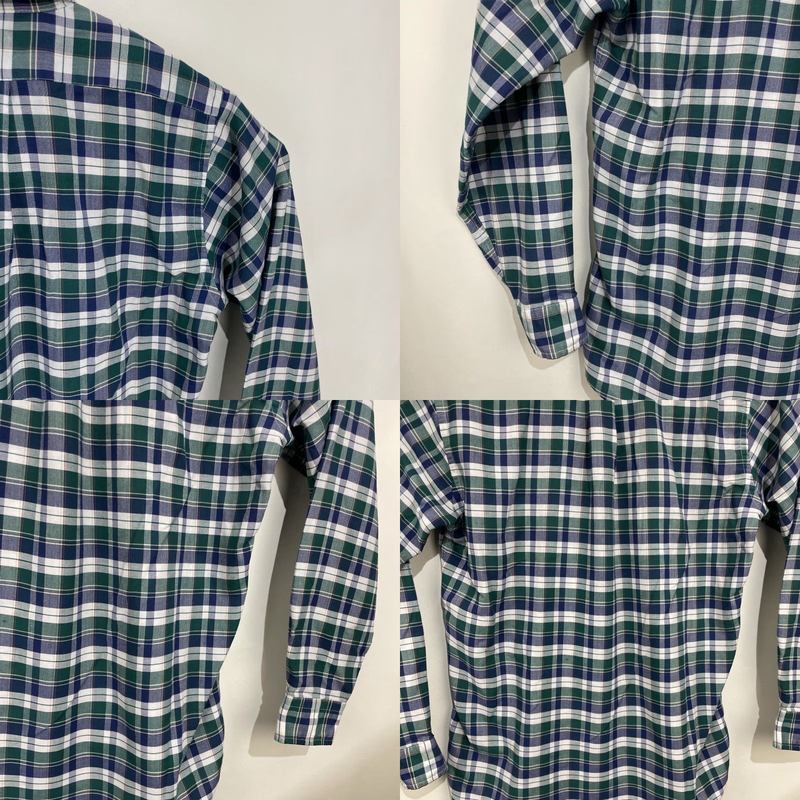 Vintage VINTAGE LL Bean 15 1/2 35 Green Blue Plaid Single Needle Tailored Shirt USA Size US L / EU 52-54 / 3 - 10 Thumbnail