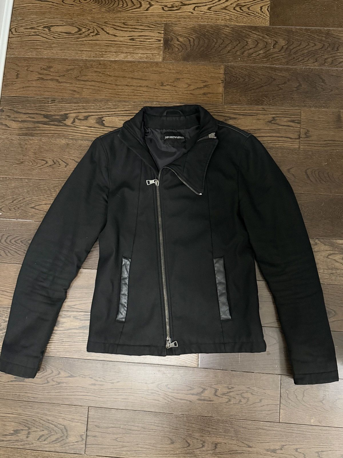 Emporio Armani FW12 Armani Asymmetrical Diagonal Zip Biker Jacket Size US M / EU 48-50 / 2 - 1 Thumbnail
