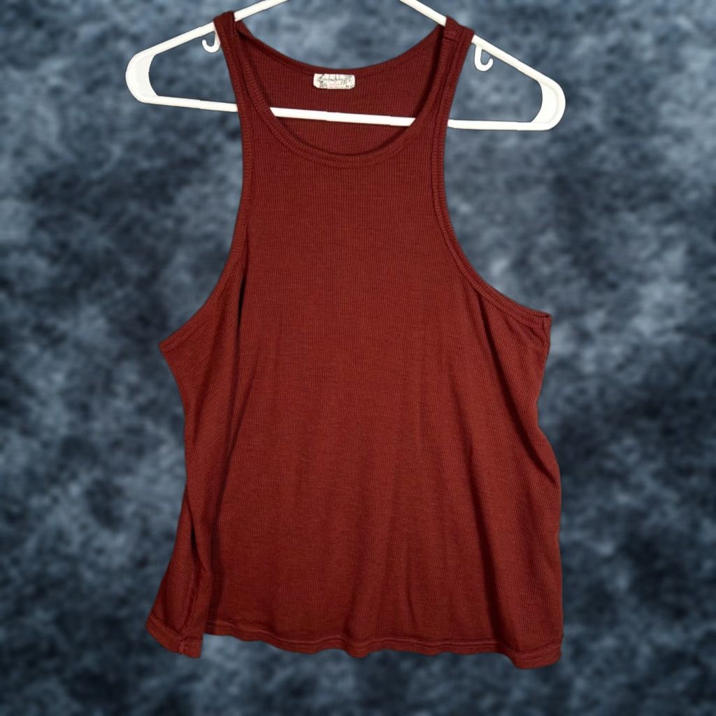 Free People Free People Tank Womens Medium Red Rust Ribbed Sleeveless Pullover Activewear Summer Spring Shirt Size M / US 6-8 / IT 42-44 - 1 Thumbnail