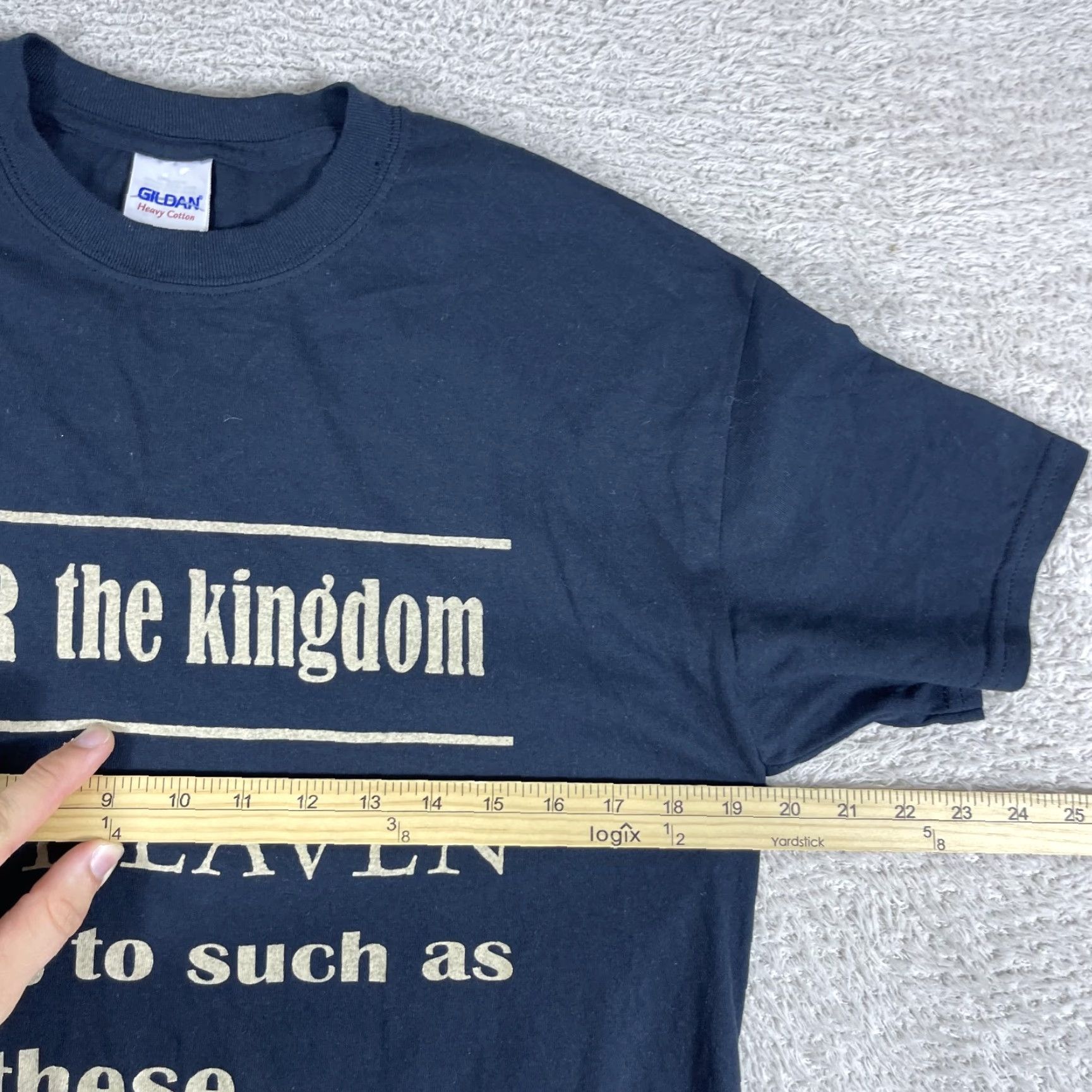 Gildan VINTAGE Jesus Christianity T-Shirt Mens Medium Black Kingdom Heaven Mark 10:14 Shirt M Black Mens T-Shirt Size US M / EU 48-50 / 2 - 8 Thumbnail
