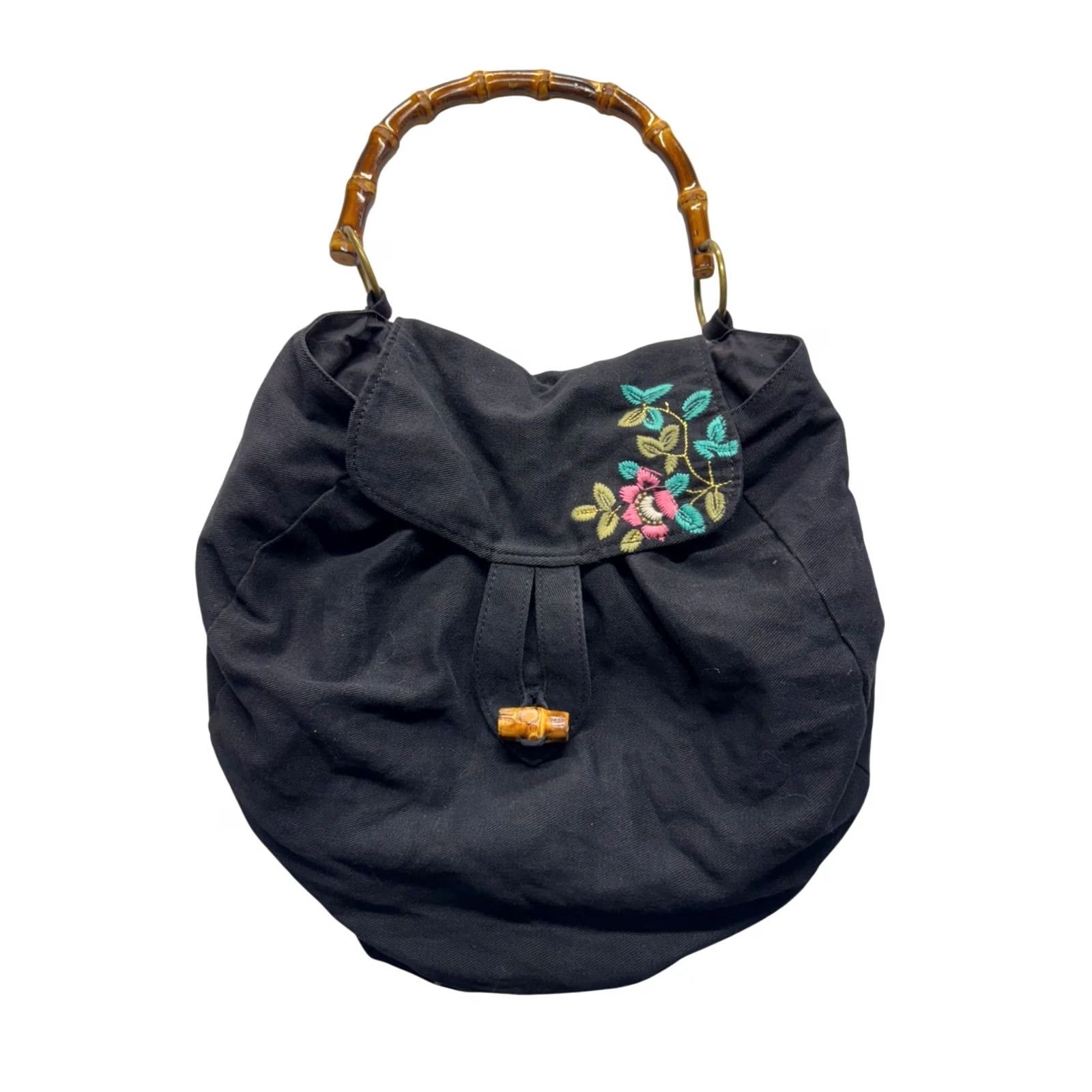 Anthropologie Anthropologie Black Canvas Bag Tote Women Size ONE SIZE - 2 Thumbnail