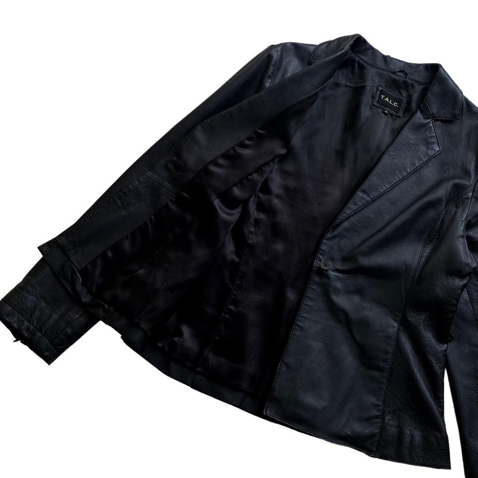Other × Vintage T.A.L.C 90s Vintage Black Leather Jacket Blazer Style Size L / US 10 / IT 46 - 3 Thumbnail