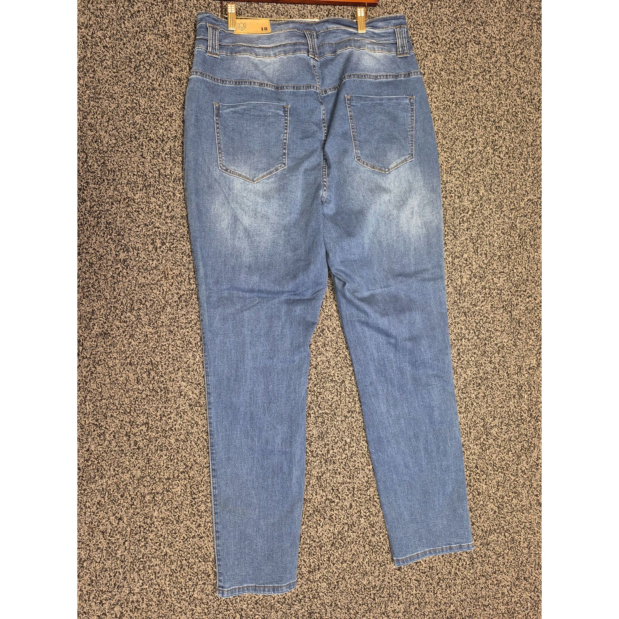 Other Women's High-Waisted Distressed Skinny Jeans Size 18 Blue Tu Size 40" / US 18 - 9 Thumbnail