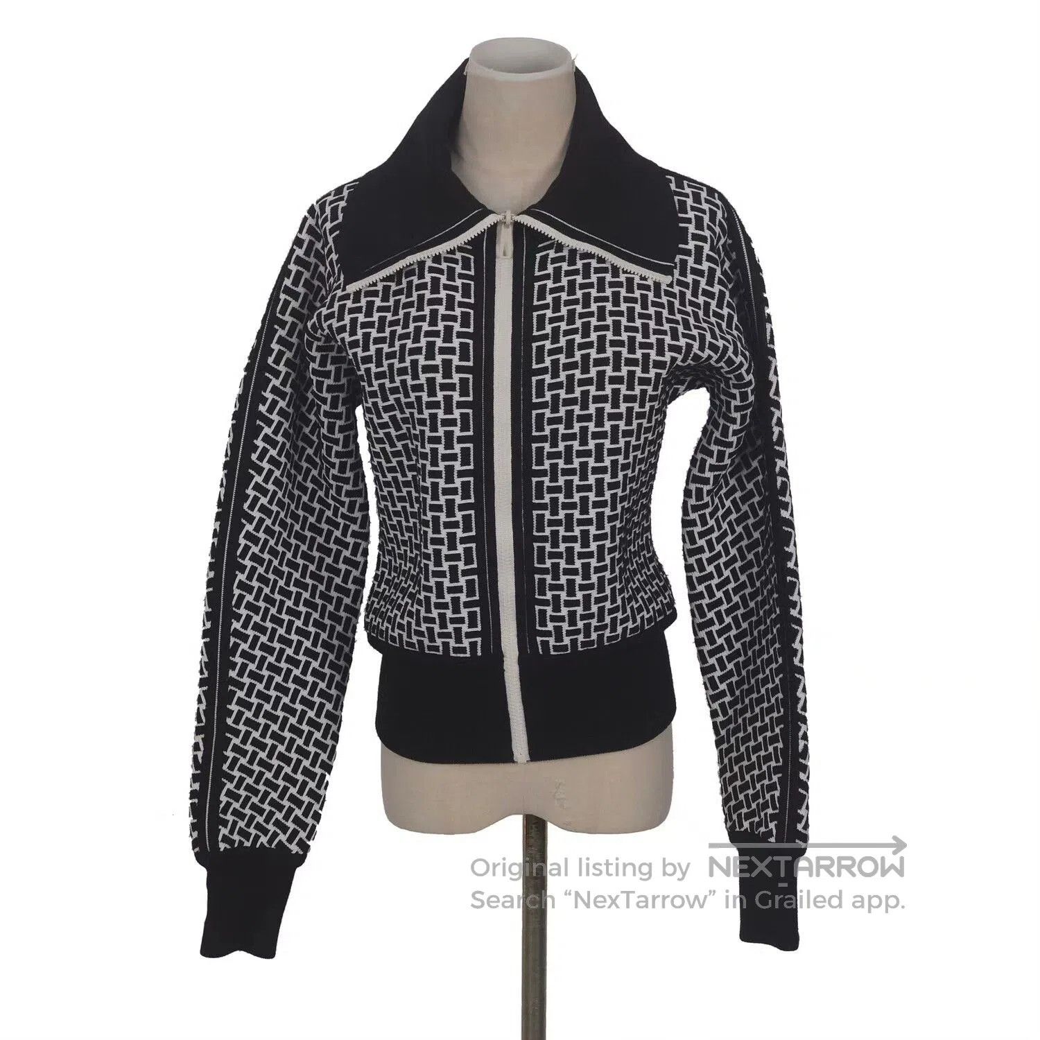 Hermes Hermes Black White Wool Blend Zip Jacket. Size XS / US 0-2 / IT 36-38 - 1 Thumbnail
