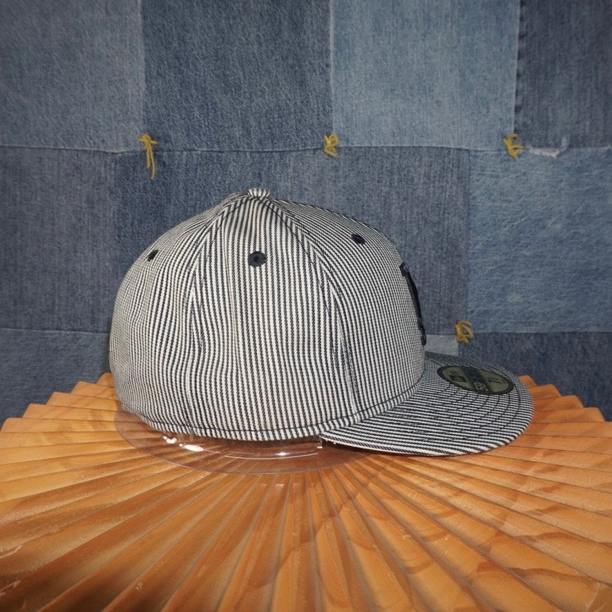 New Era 7 5/8 -Vintage Y2K Los angeles LA dodgers stripe 00s MLB hat Size ONE SIZE - 5 Thumbnail