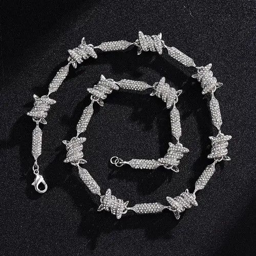 Jewelry 18" 18mm Barbed Wire Thorn Link Chain Choker Necklace🔥🔥🔥 Size ONE SIZE - 2 Thumbnail
