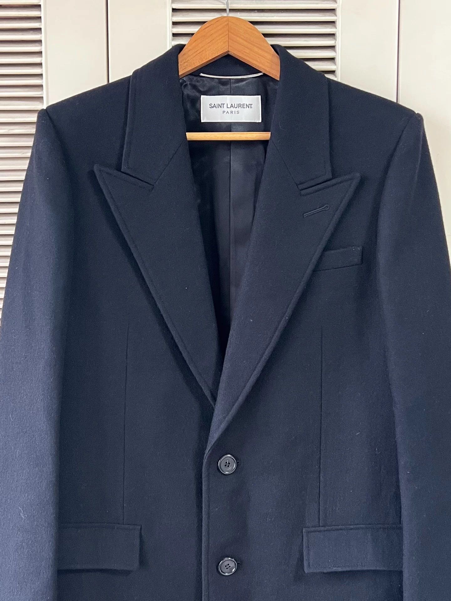 Saint Laurent Paris Saint Laurent men's long wool coat navy blue size 50 Size US M / EU 48-50 / 2 - 3 Thumbnail