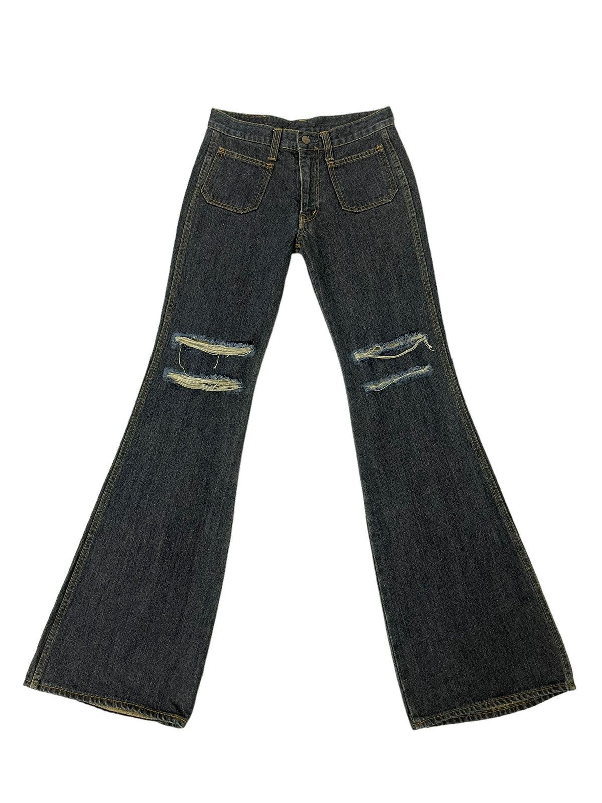 Japanese Brand Flare Jeans Blue Way Japan Distress Bell Bottom 7🟦5 Size US 28 / EU 44 - 2 Thumbnail
