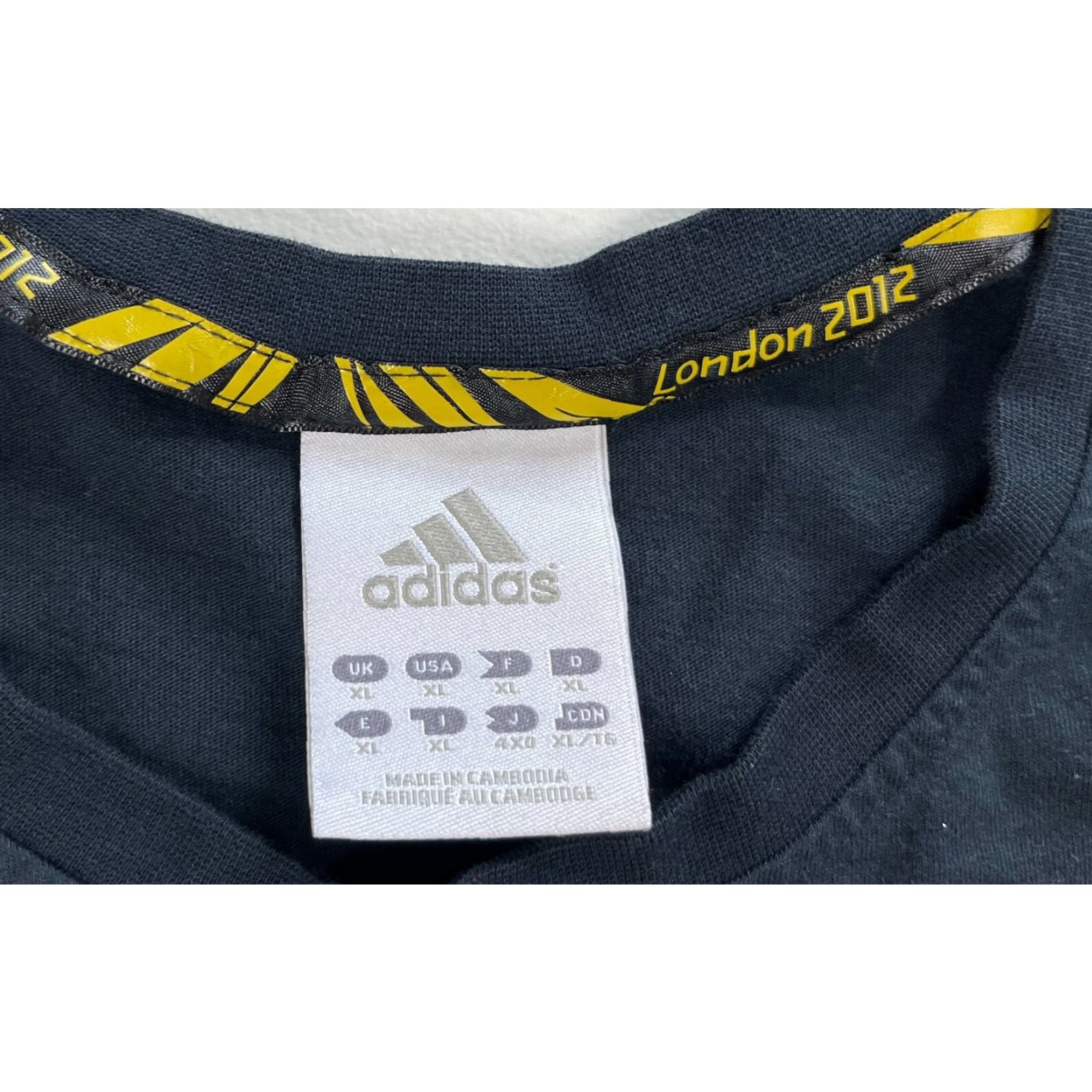 Adidas VINTAGE Adidas Men T-Shirt XL London 2012 Olympic Games Crew Neck Short Sleeve Black Cotton Sports Mens Size US XL / EU 56 / 4 - 6 Thumbnail