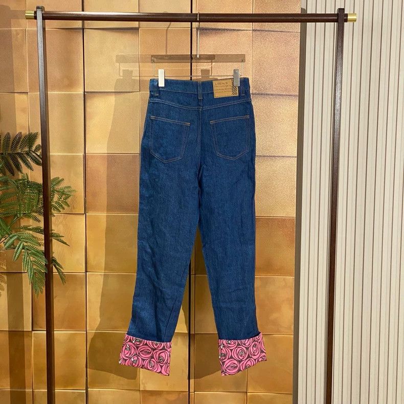 Loewe LOEWE Blue floral rolled-up jeans Size 42" / US 20 - 2 Thumbnail