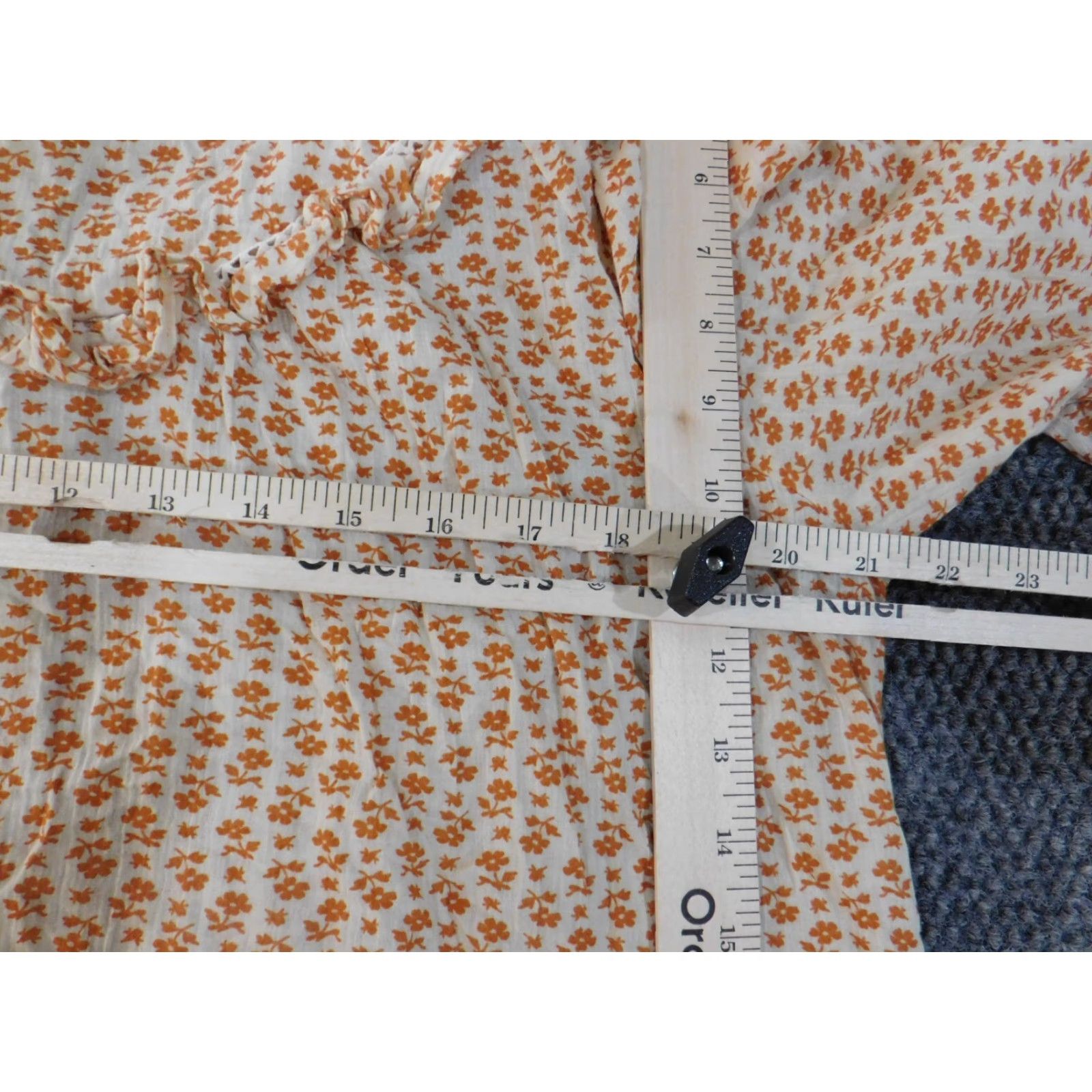 Madewell Madewell Blouse Shirt Womens L Orange Floral Woven Cotton Pullover Round Neck Casual Ruffle Size L / US 10 / IT 46 - 6 Thumbnail