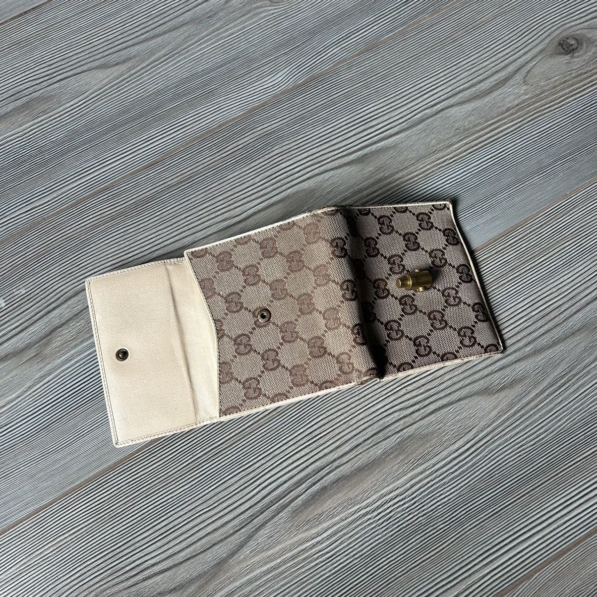 Gucci GUCCI GG BROWN WHITE CANVAS X LEATHER COMPACT WALLET Size ONE SIZE - 16 Thumbnail
