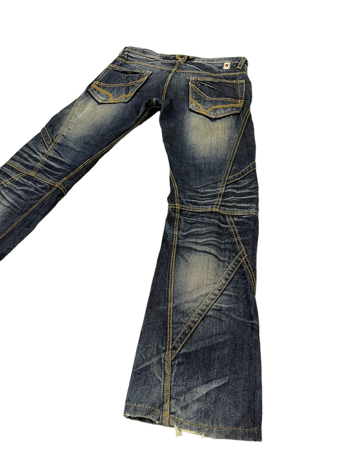 Japanese Brand Slim Jeans Hagi Denim Hideaways Faded Distress Low Rise 6🟦4 Size US 31 - 13 Thumbnail