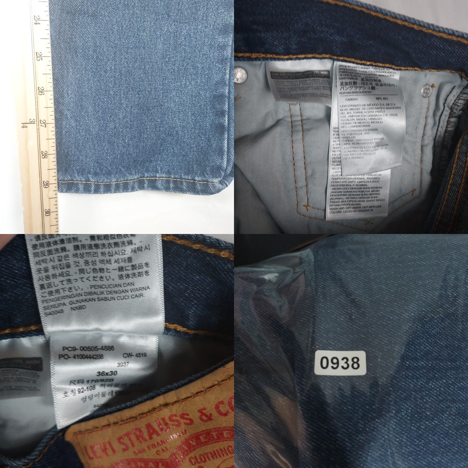 Levi's Levi's 505 Jeans Mens 36x30 Blue Denim Straight Leg Vintage Style Regular Fit 5-Pocket Size US 36 / EU 52 - 8 Thumbnail