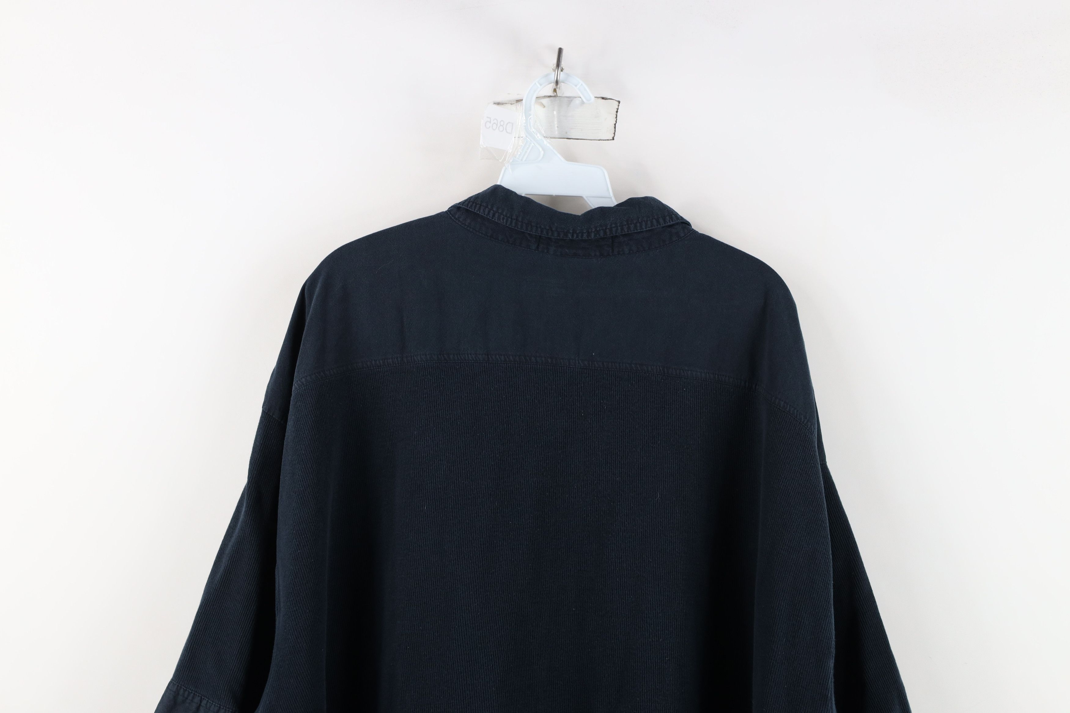 Vintage Vintage 90s Streetwear Ribbed Knit Pullover Polo Shirt Black Size US XXL / EU 58 / 5 - 14 Thumbnail