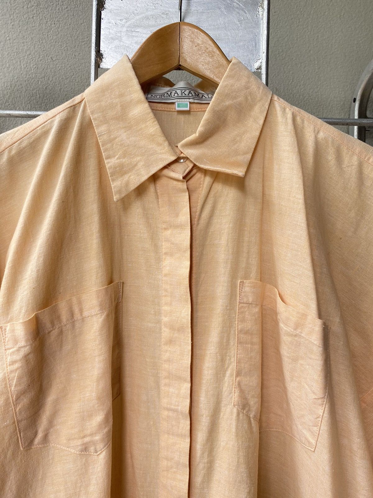 Designer NORMA KAMALI Vintage Peach Button-Up Shirt Size US XL / EU 56 / 4 - 17 Thumbnail