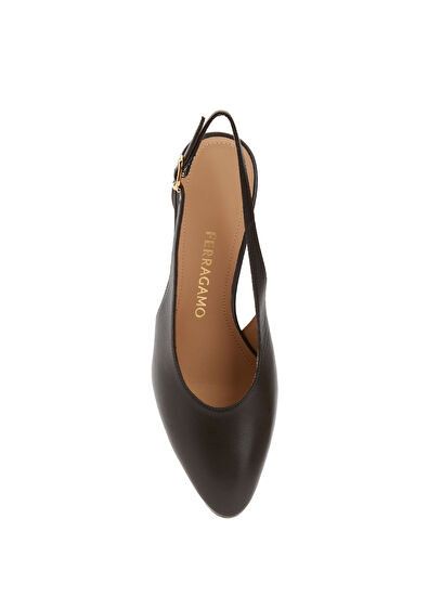 Salvatore Ferragamo o1s1rm0526 Tessie 70 Leather Slingback Pumps in Brown Size US 11 / IT 41 - 4 Thumbnail